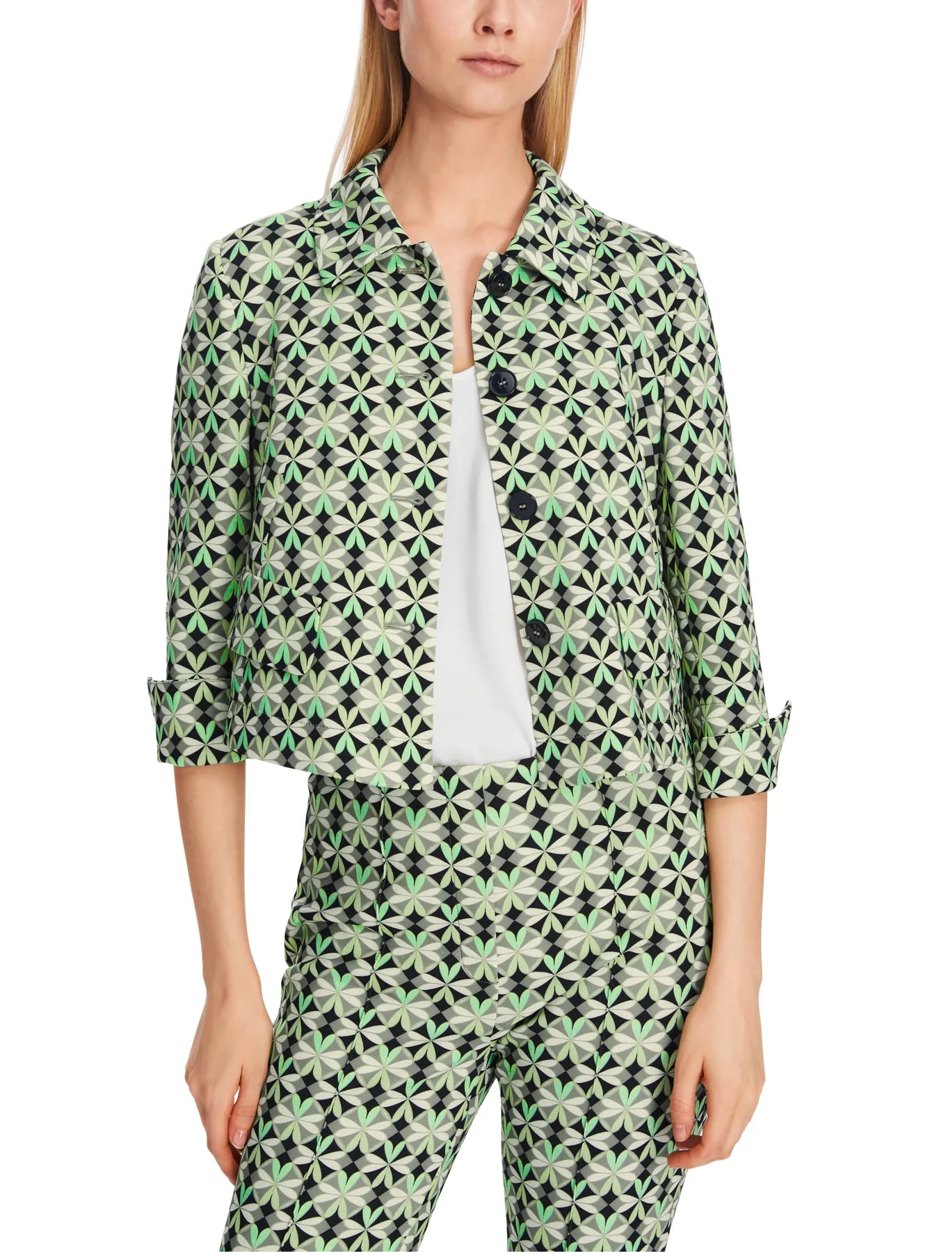 MARC CAIN
XC 31.06 J08 Bedruckte Jacke aus Scuba-Jersey soft malachite grün