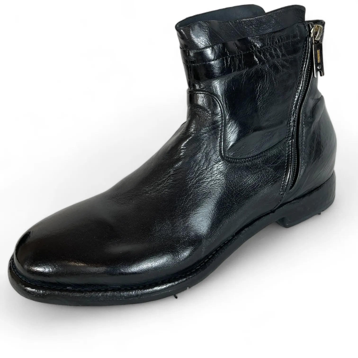 LEMARGO AB11A RANCH HEZE HERREN LEDER STIEFELETTE NERO.
