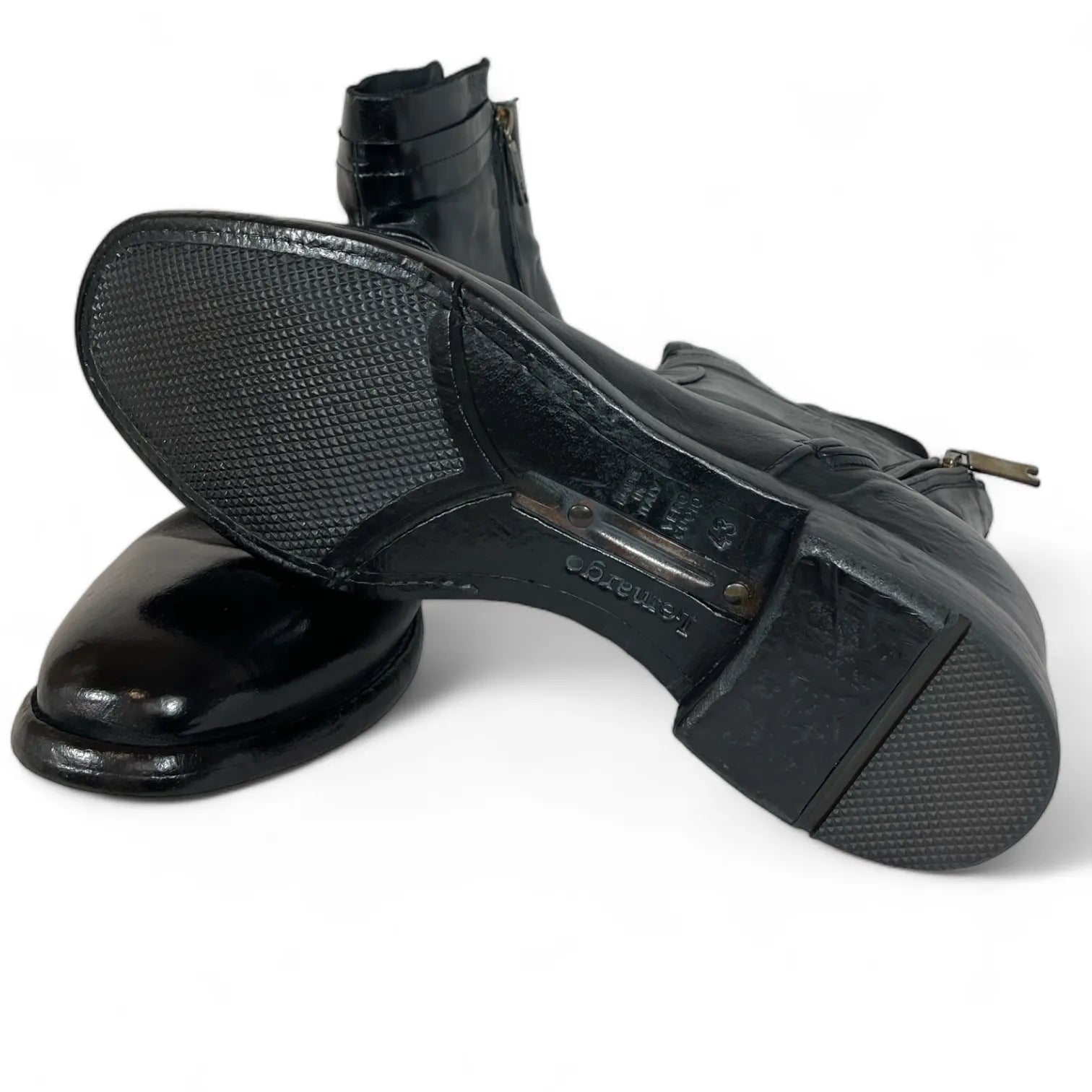 LEMARGO AB11A RANCH HEZE HERREN LEDER STIEFELETTE NERO.