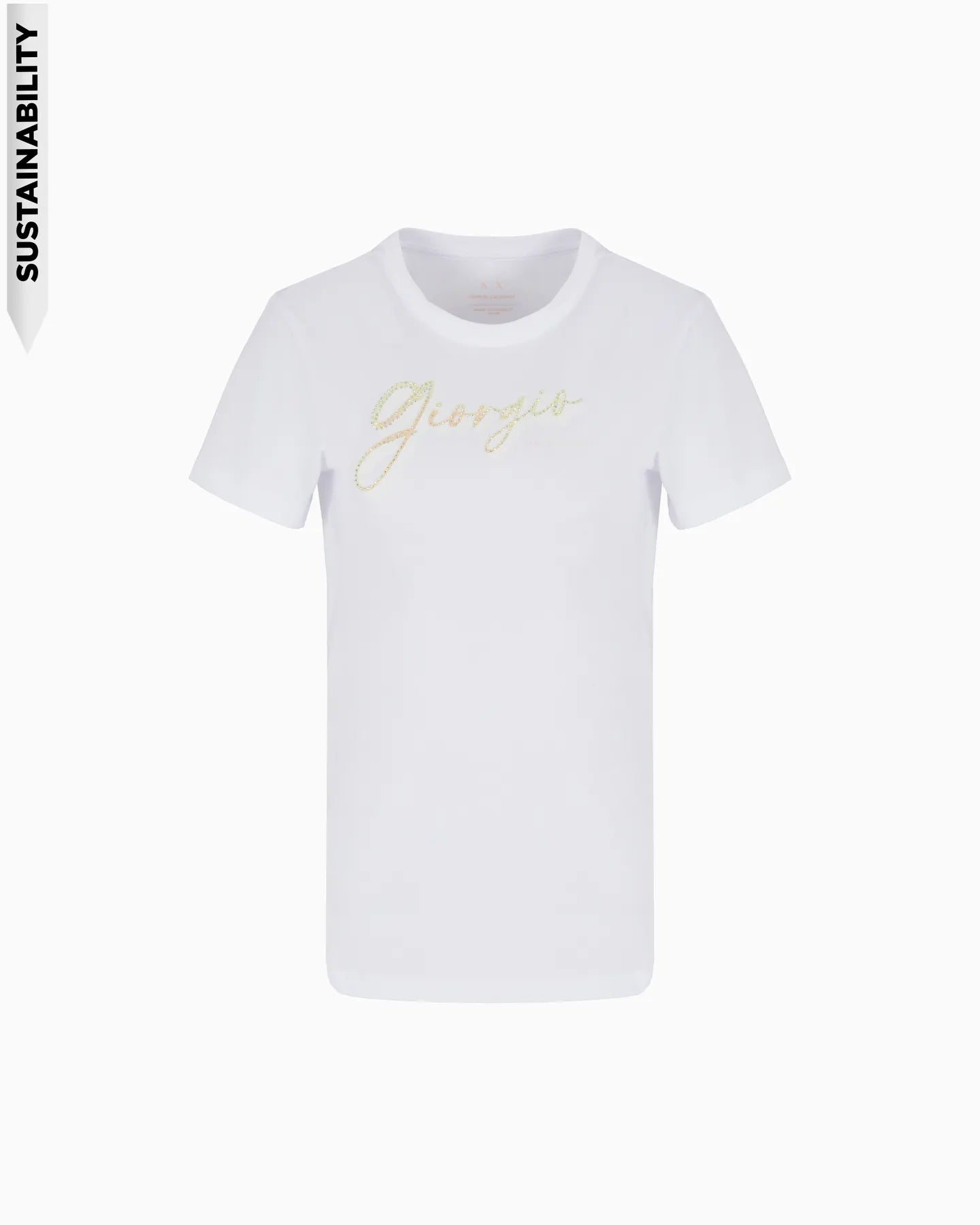 ARMANI - XW000542 AF10359
Damen T-Shirt Strass-Logo Weiß