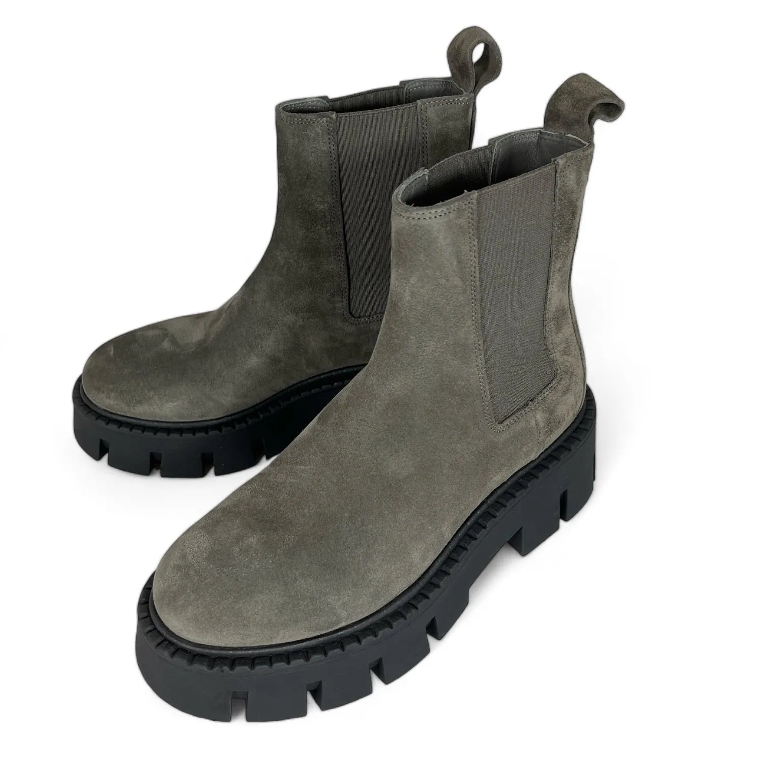 COPENHAGEN - CPH137 SUEDE DAMEN STIEFEL BOOTS STRETCH-EINSÄTZE GRAU OFF BLACK.