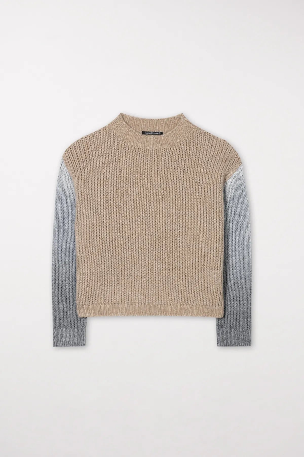 LUISA CERANO 108568/5905 Damen Pullover mit Spray-Effekt Alpaka-Mix soft camel / grey