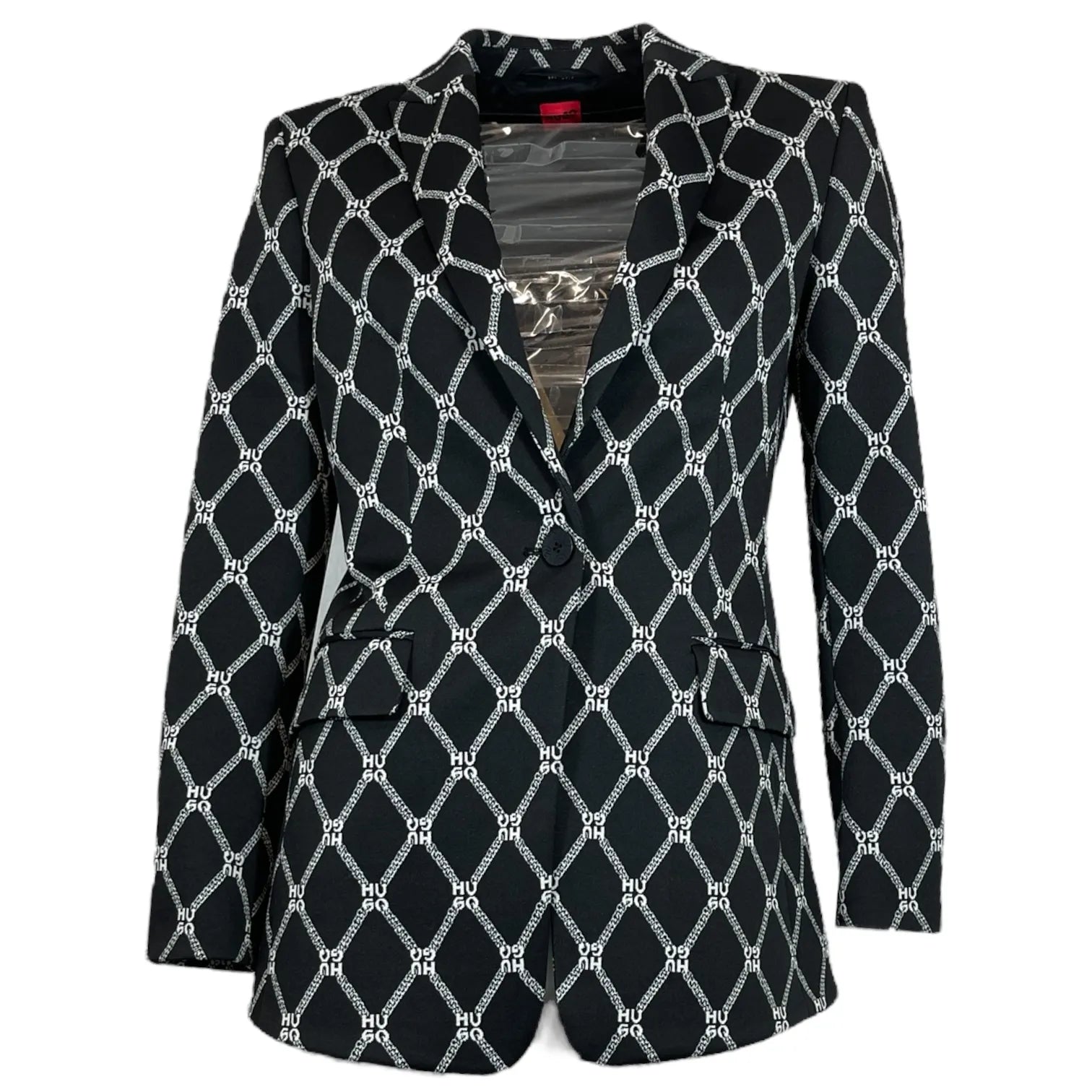 HUGO 50517954 Almina 10261443 01 Damen Sakko Logo-Muster Schwarz