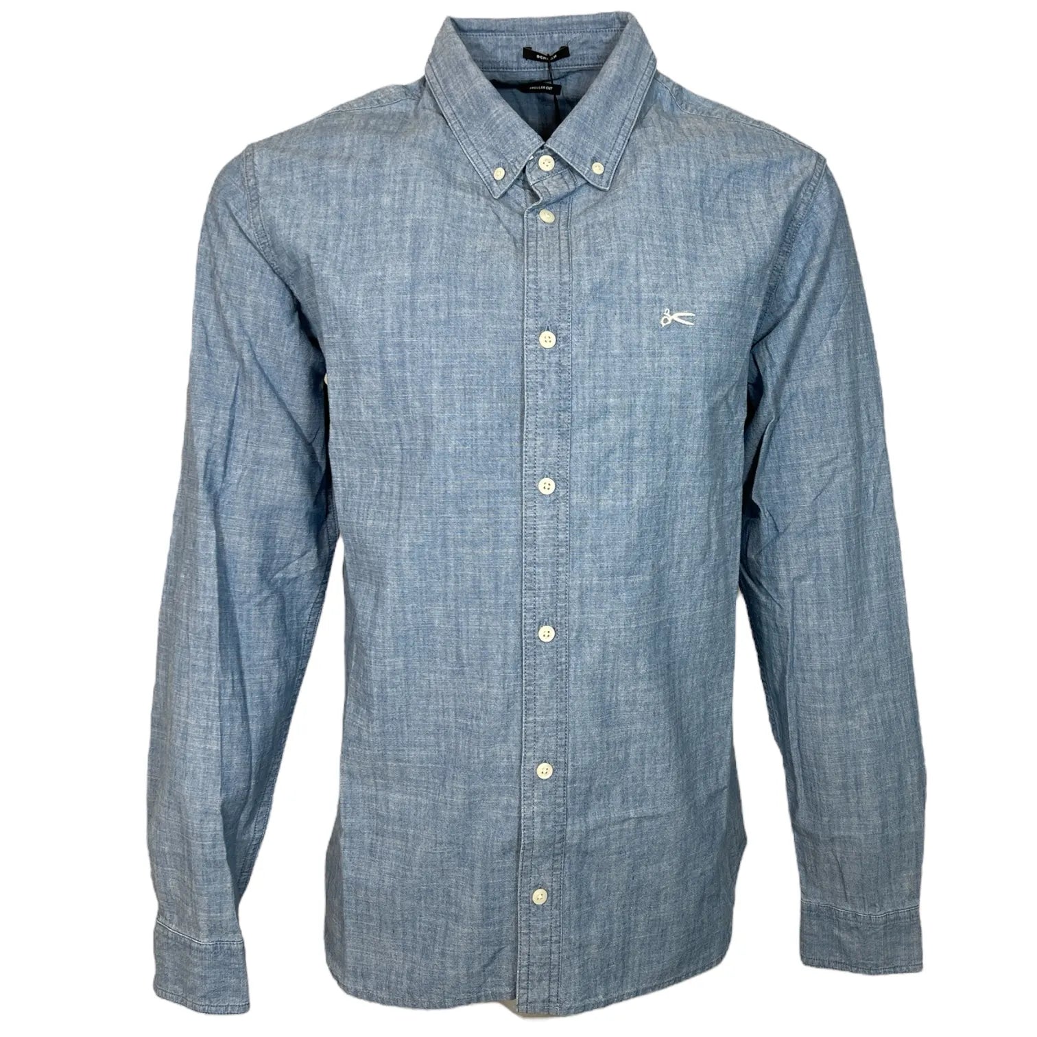 DENHAM 01-24-04-40-040 RICH REG SHIRT CHAMBRAY HERREN HEMD BLUE LIGHT