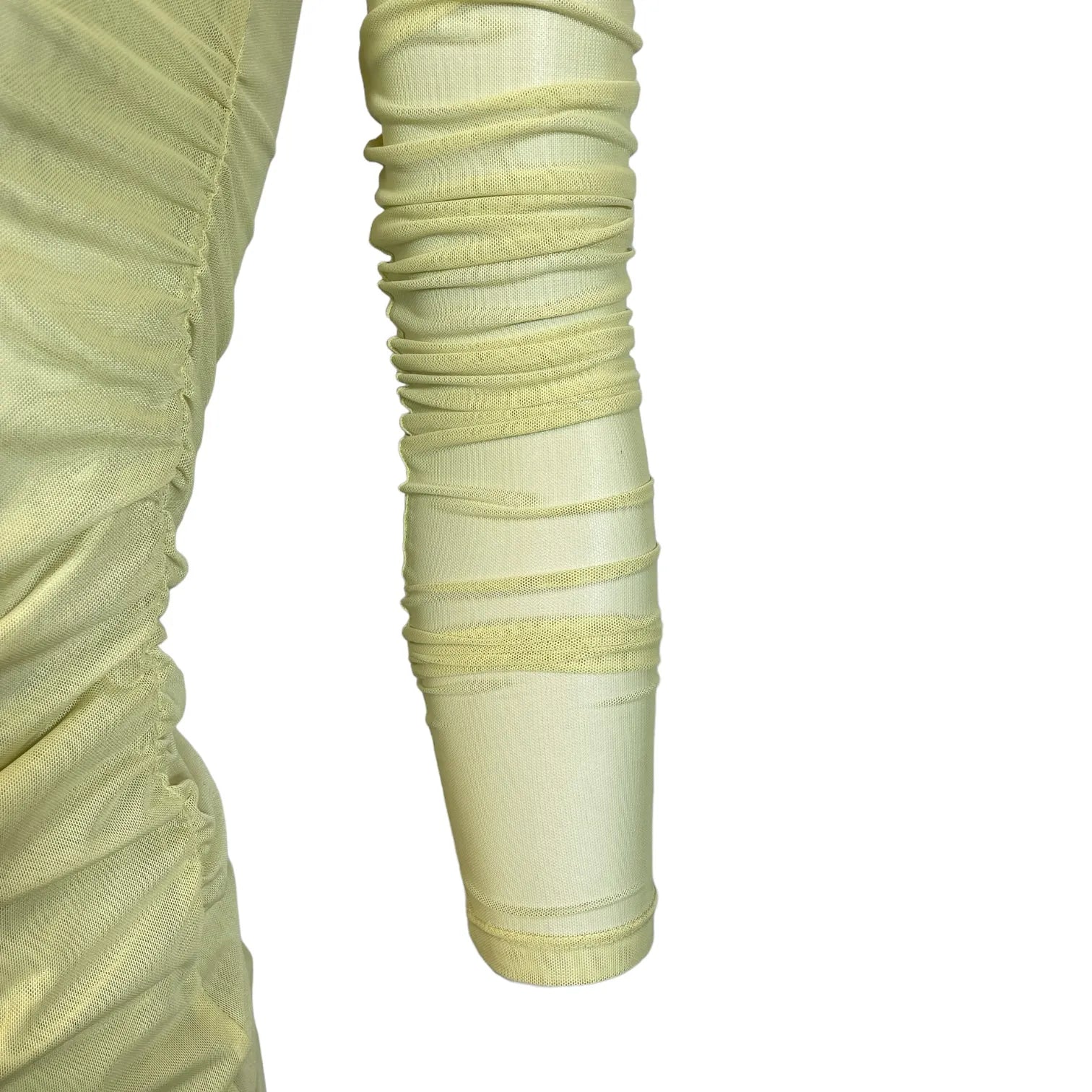 PATRIZIA PEPE 8M1571 J177 Damen Shirt Durchsichtiges Mesh-Top Longsleeve Gelb G568