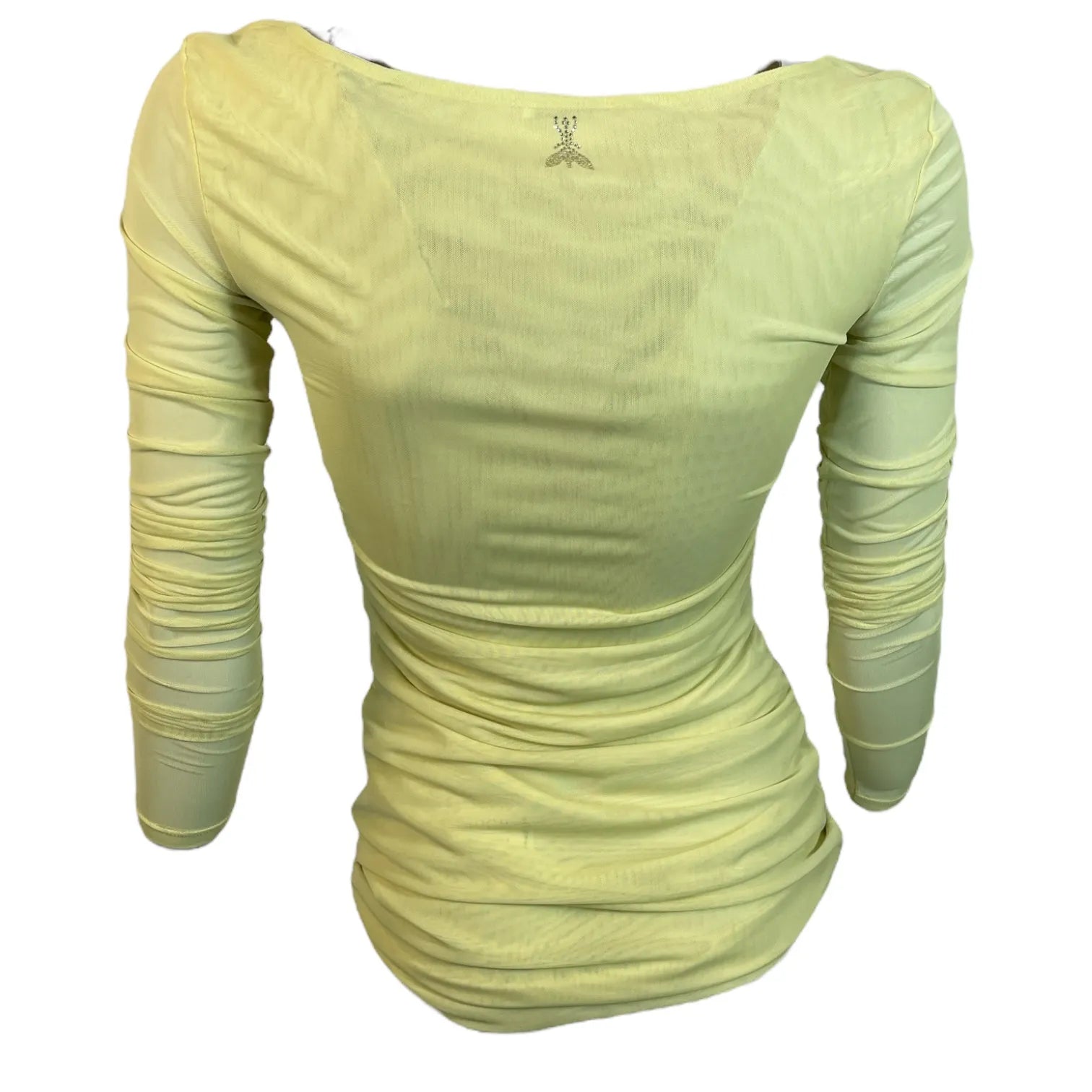 PATRIZIA PEPE 8M1571 J177 Damen Shirt Durchsichtiges Mesh-Top Longsleeve Gelb G568