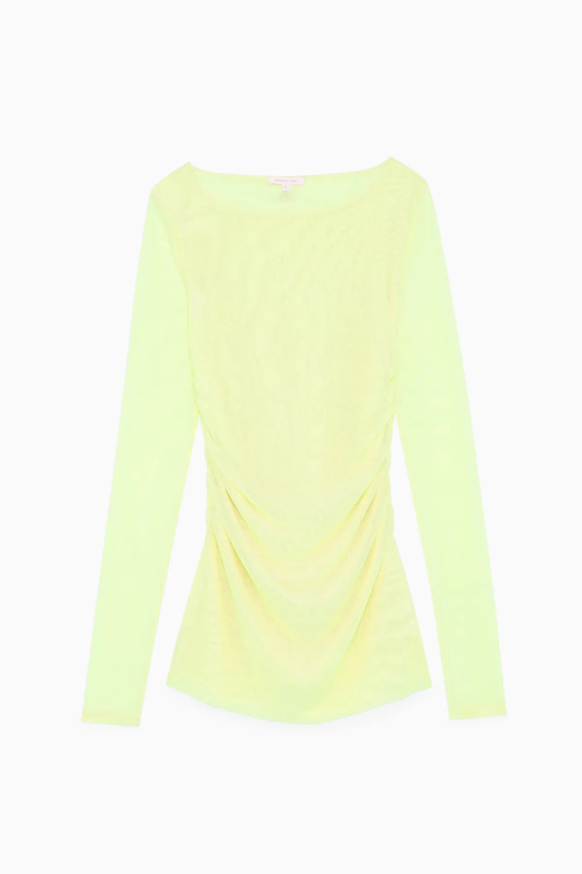 PATRIZIA PEPE 8M1571 J177 Damen Shirt Durchsichtiges Mesh-Top Longsleeve Gelb G568