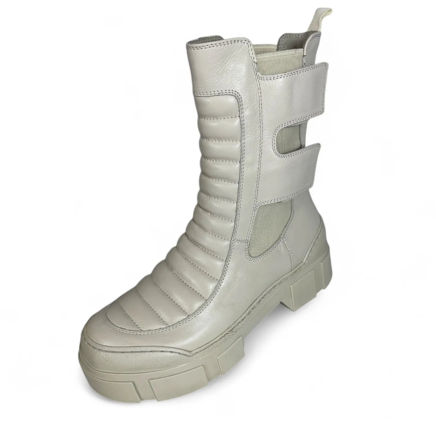 VIC MATIE - 2012 GOSPEL LEDER PLATEAU-STIEFELETTEN BOOTS STRETCH-EINSÄTZE BEIGE OSSO 112