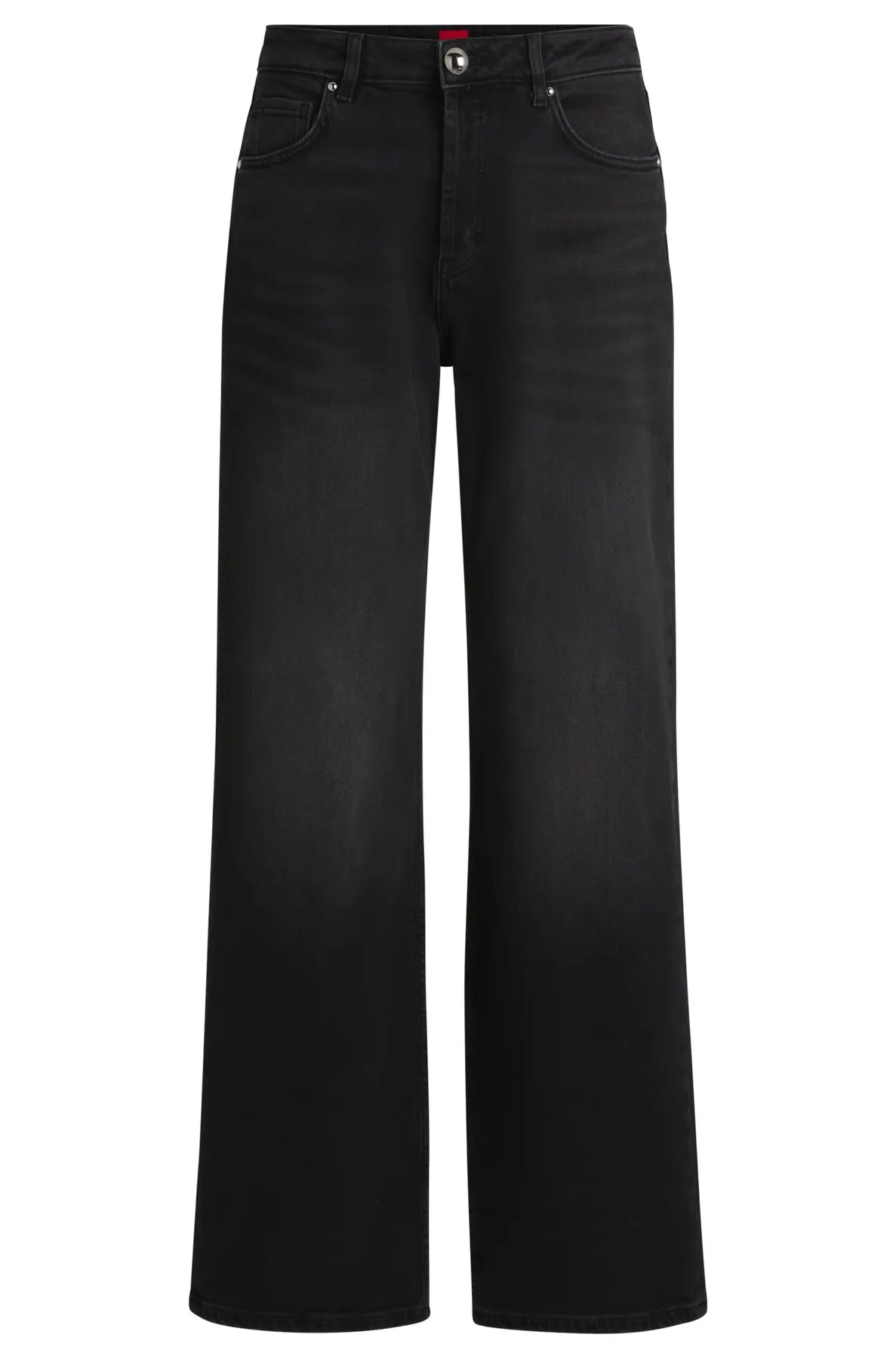 HUGO 50534598 937_8 10268934 01 Damen Jeans Washed Look Modern Weiter Beinverlauf Black