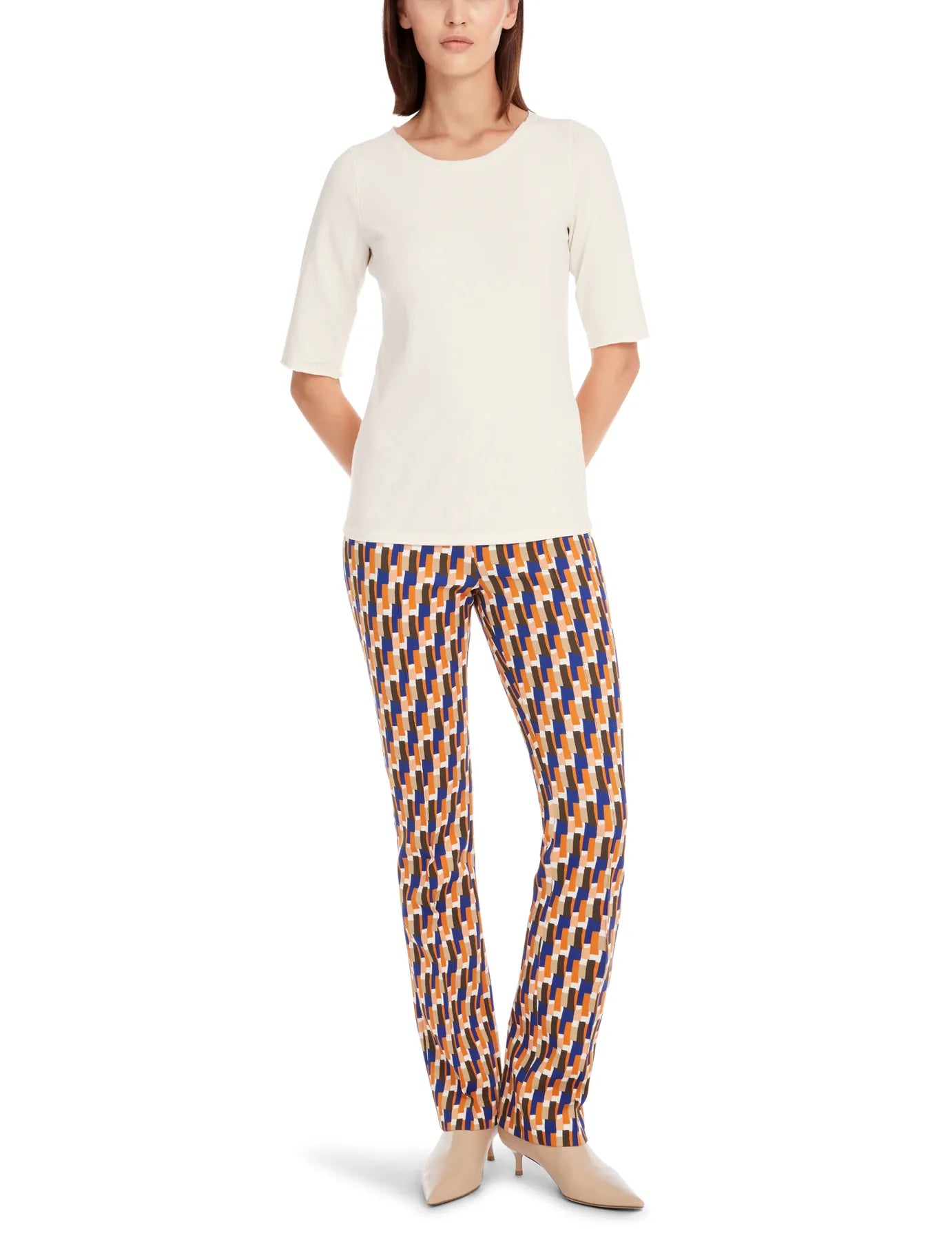 MARC CAIN YC 48.13 J15 T-Shirt mit Turn-up-Ärmeln bright ecru