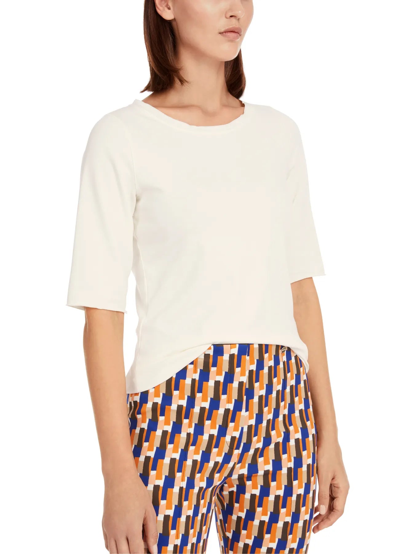 MARC CAIN YC 48.13 J15 T-Shirt mit Turn-up-Ärmeln bright ecru