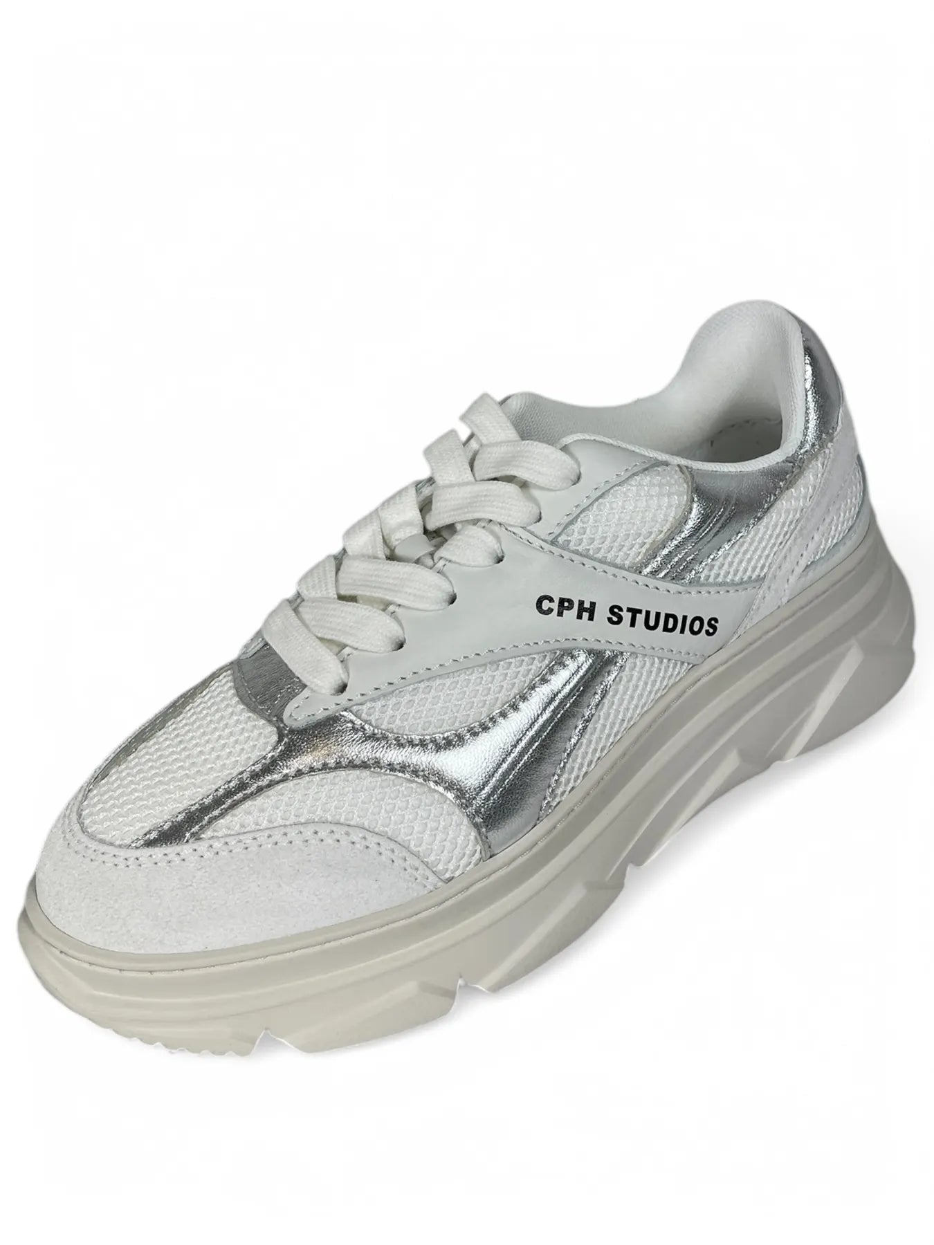 COPENHAGEN CPH54 MATERIAL MIX DAMEN PLATEAU SNEAKER WHITE/SILVER