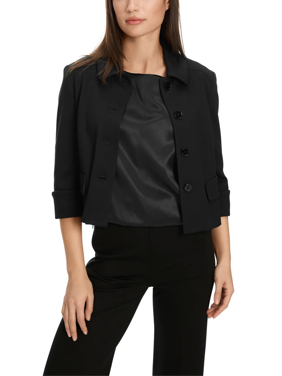 MARC CAIN
+E 31.01 J24 Kurze Jacke mit Kentkragen Schwarz