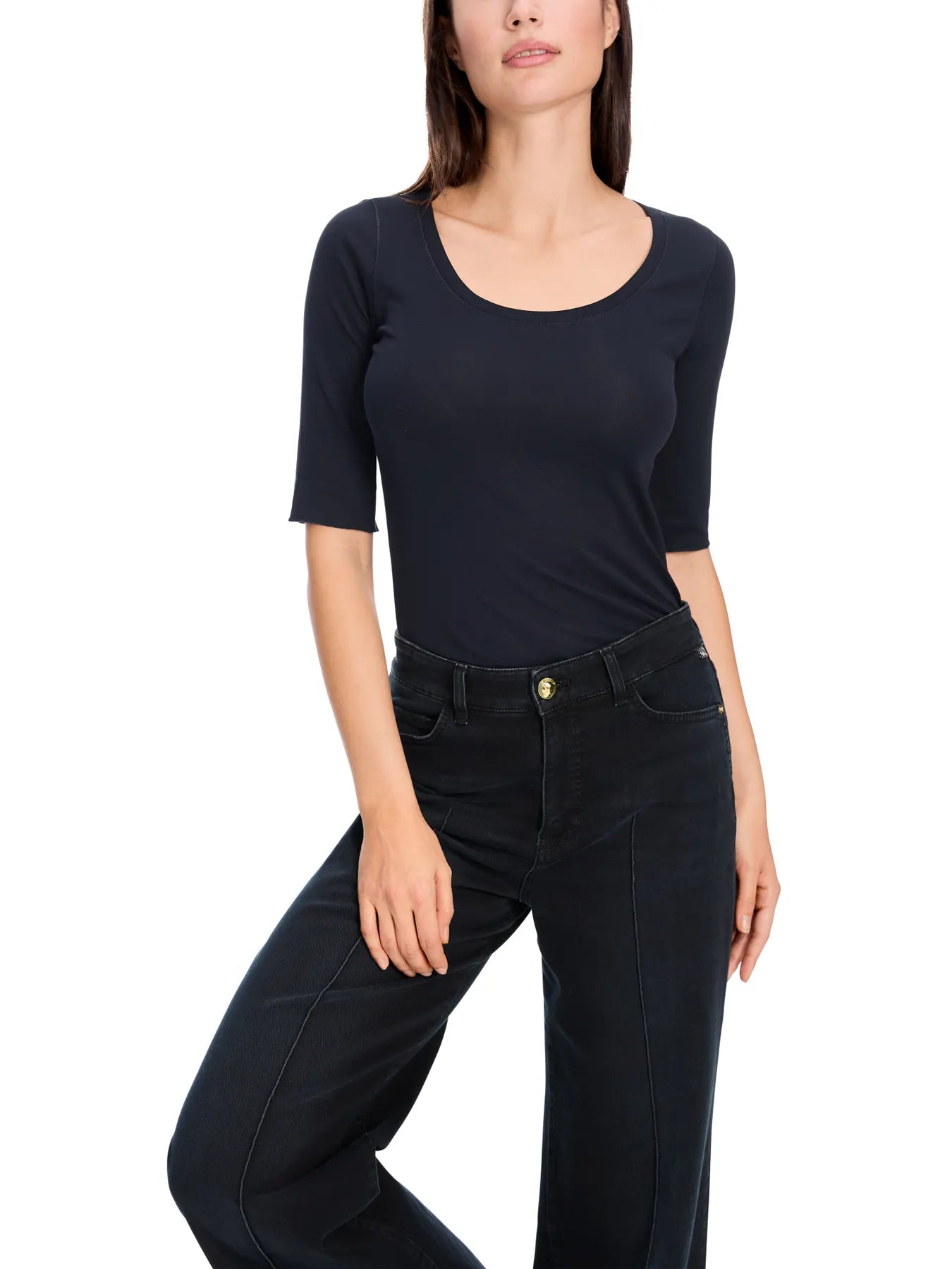 MARC CAIN +E 48.69 J14 Hochwertiges Basic-Shirt midnight blue 395