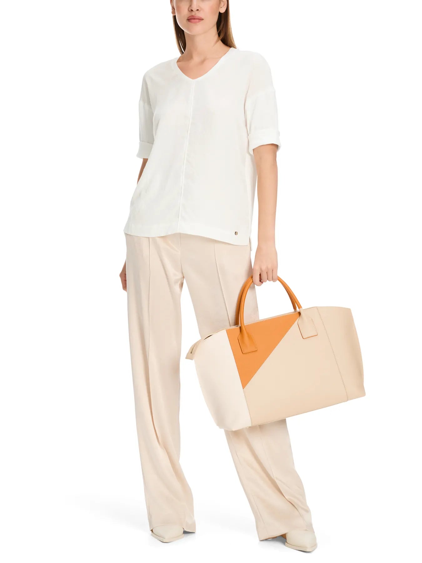 MARC CAIN
+E 55.01 J29 Blusenshirt aus Material-Mix off-white