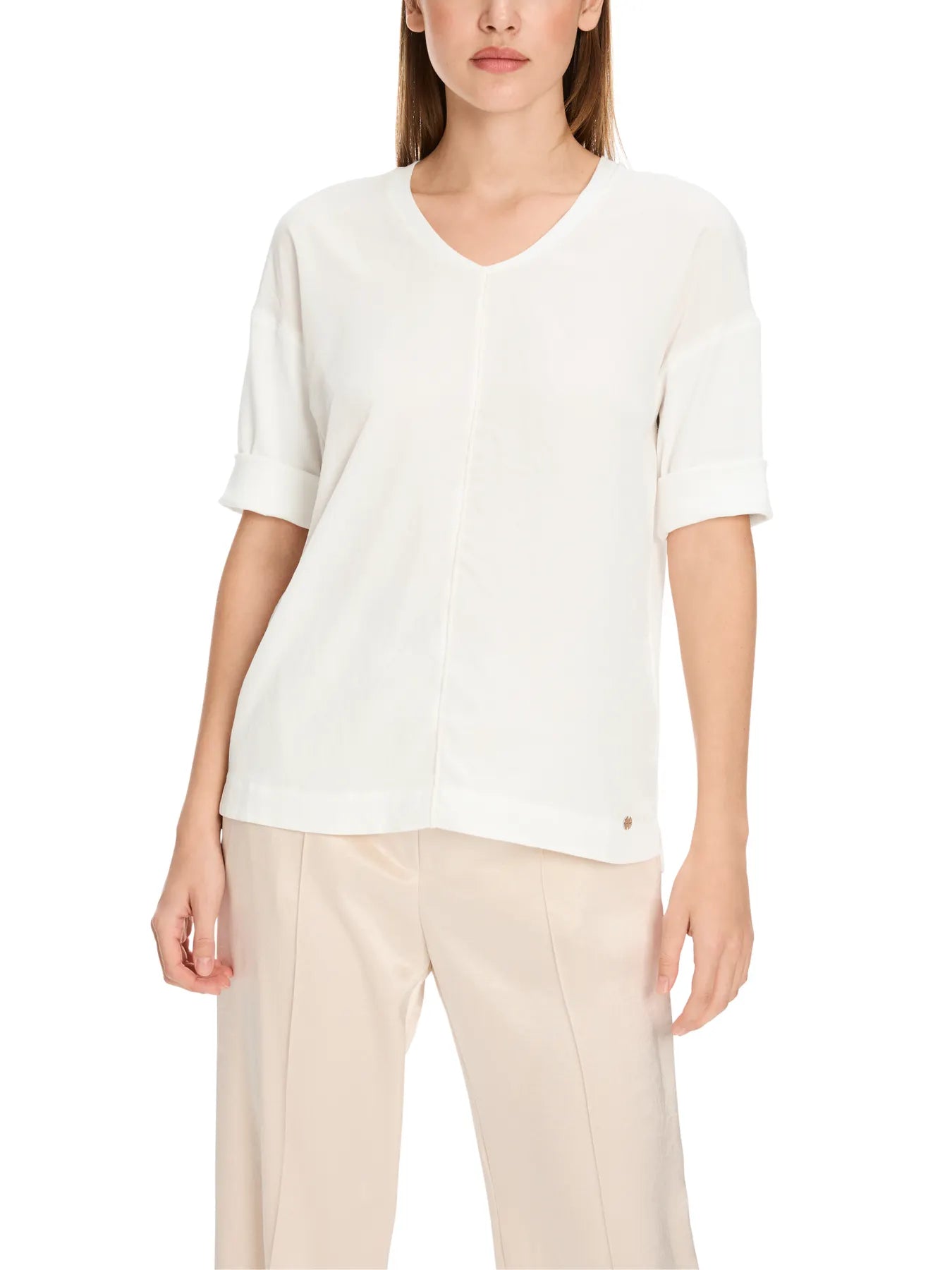 MARC CAIN
+E 55.01 J29 Blusenshirt aus Material-Mix off-white