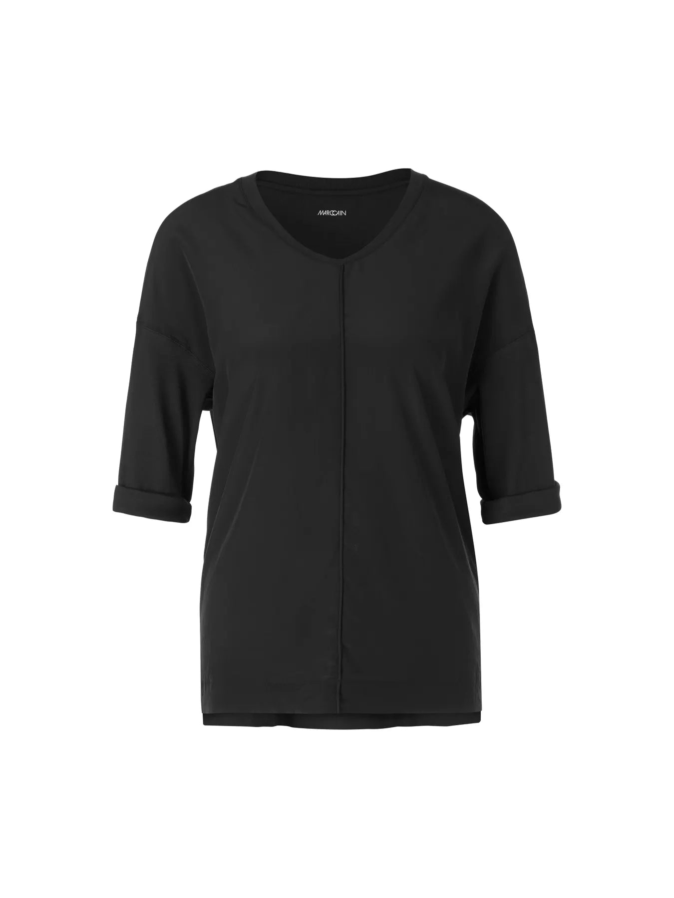 MARC CAIN +E 55.01 J29 Blusenshirt aus Material-Mix Schwarz