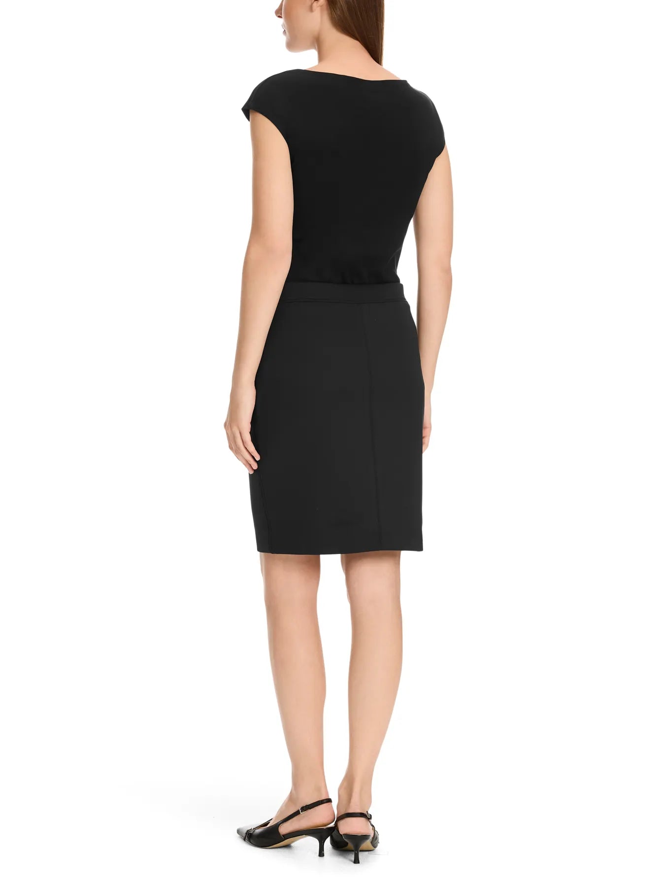 MARC CAIN
+E 55.01 J29 Blusenshirt aus Material-Mix off-white Rock aus Stretchjersey Schhwarz