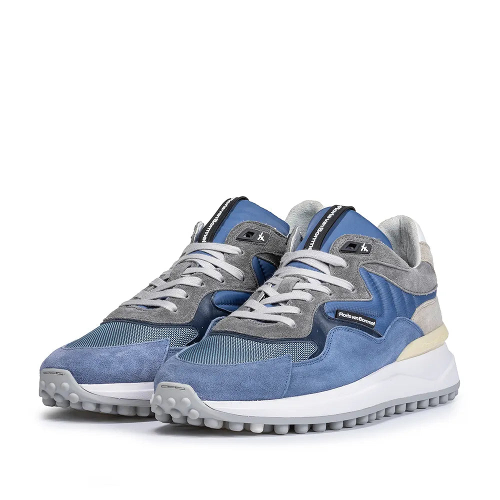 VAN BOMMEL SFM-10152-40-02 HERREN SCHUHE FLORIS SPORT SNEAKER LEDER COMBI BLUE TEXTILE