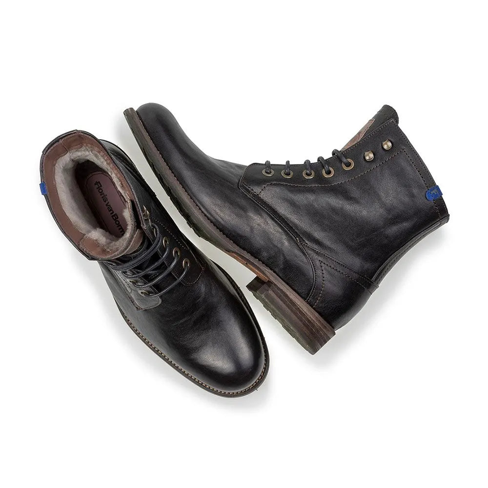 VAN BOMMEL 80011 Ferri 01.29 Herren Schnürstiefel Schnürboots Lammfell Black Schwarz