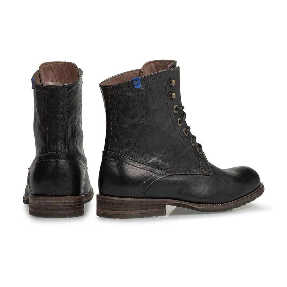 VAN BOMMEL 80011 Ferri 01.29 Herren Schnürstiefel Schnürboots Lammfell Black Schwarz