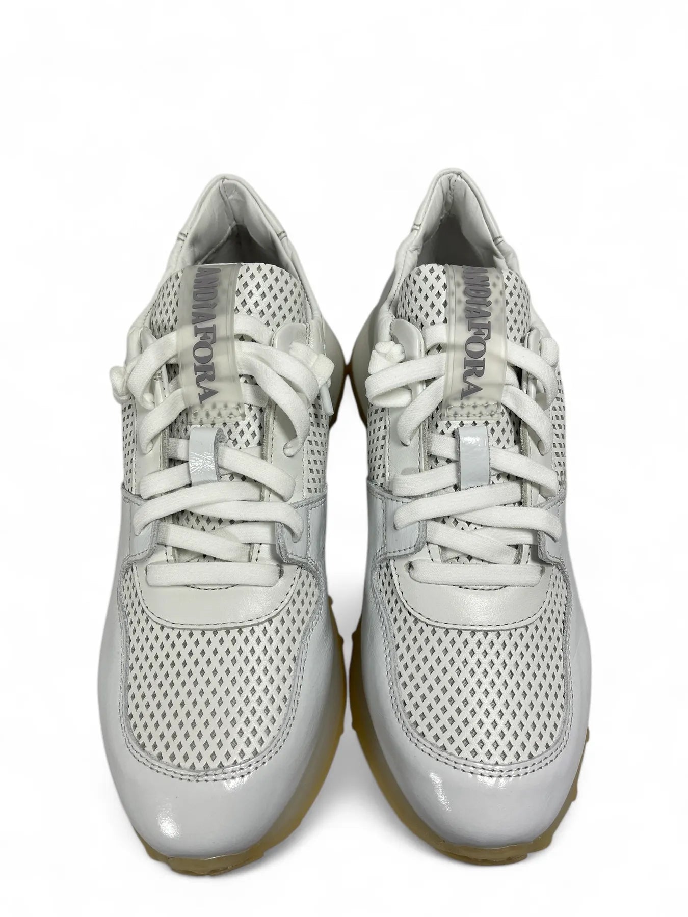 ANDIA FORA DOVER - RUFFLE OPEN NAPLAK DAMEN PLATEAU SNEAKER WHITE.