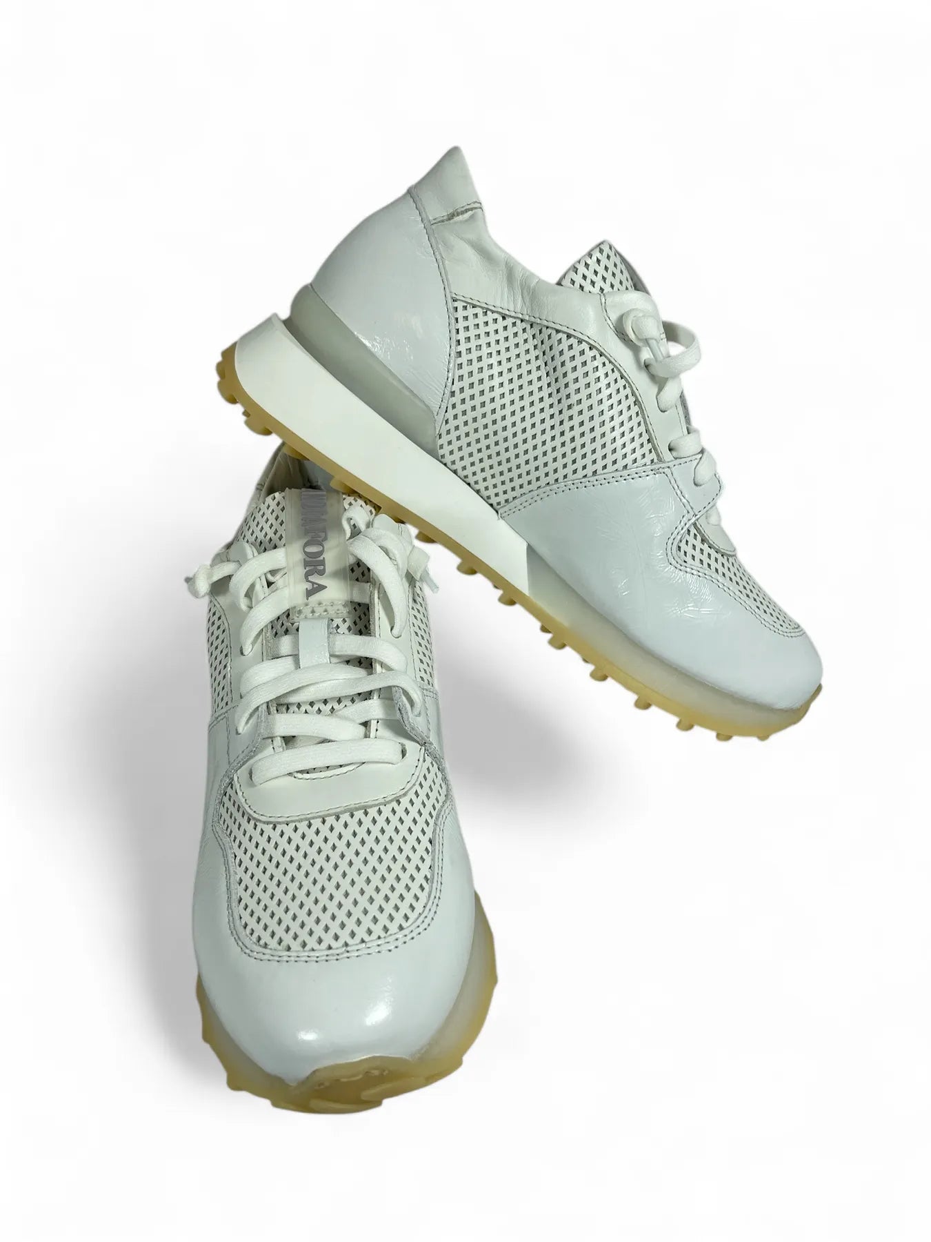 ANDIA FORA DOVER - RUFFLE OPEN NAPLAK DAMEN PLATEAU SNEAKER WHITE.