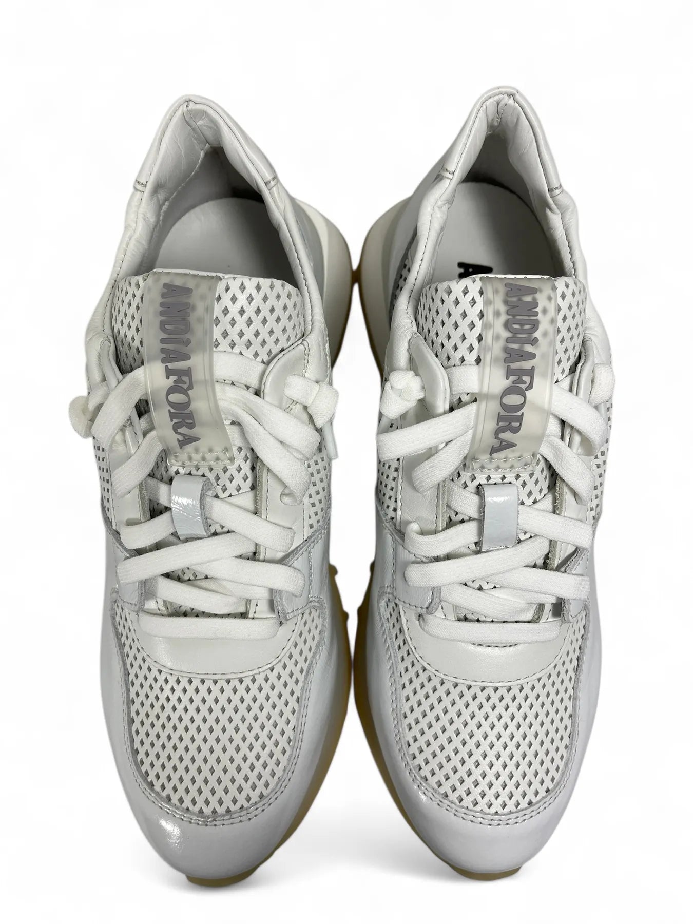 ANDIA FORA DOVER - RUFFLE OPEN NAPLAK DAMEN PLATEAU SNEAKER WHITE.