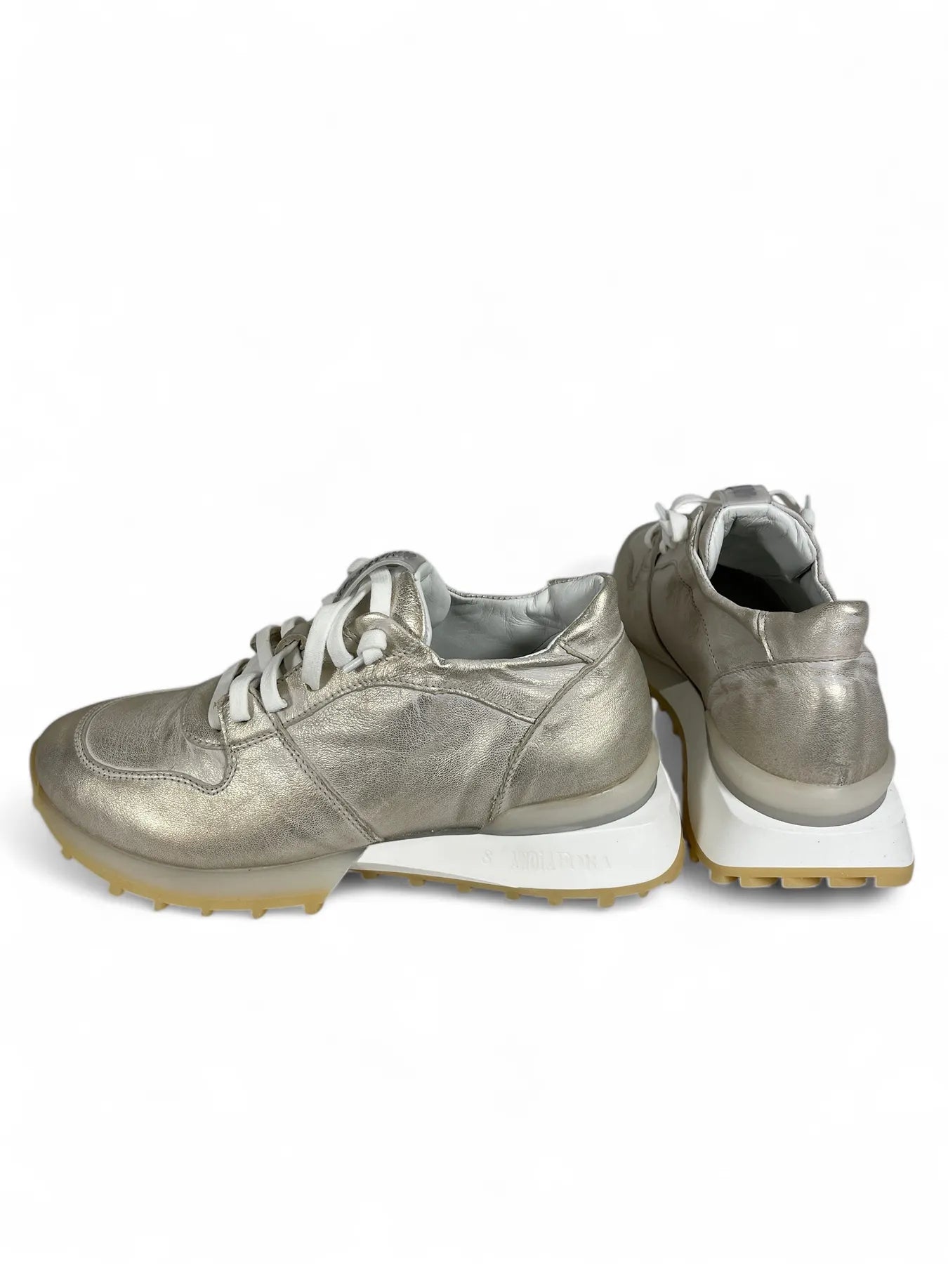 ANDIA FORA DOVER - RUFFLE UNI BRUSHED DAMEN PLATEAU SNEAKER SILBER.