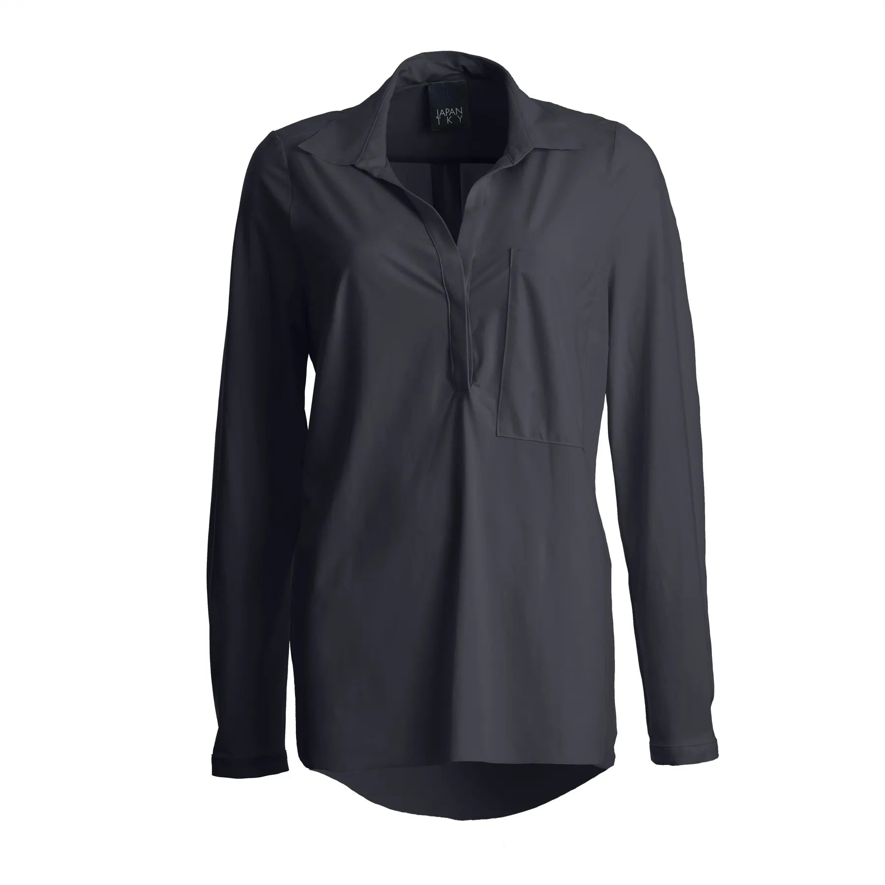 JAPAN TKY KAEMI HEMDBLUSE TECHNOJERSEY STRETCH 342 BLACK-BLUE