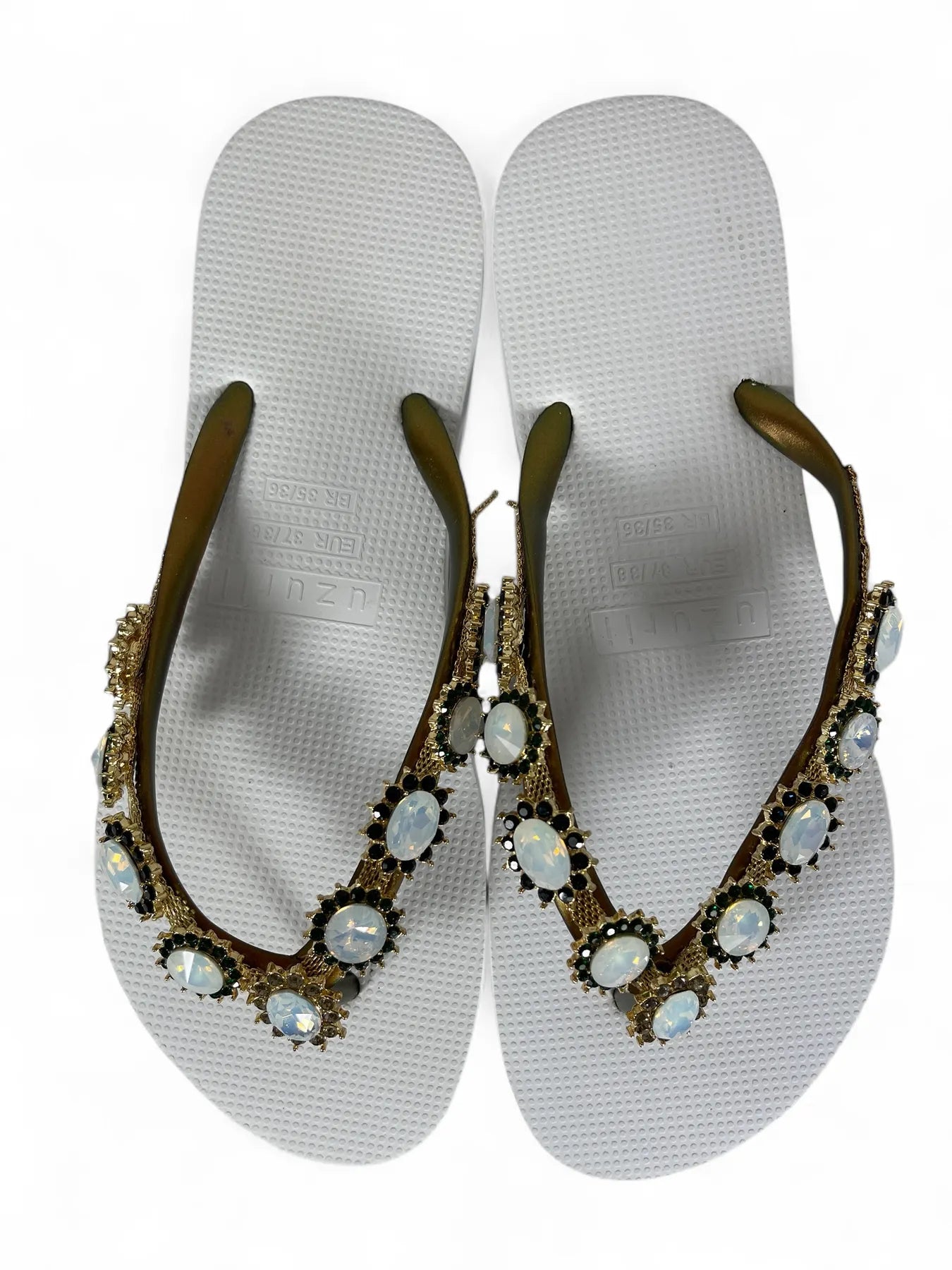 UZURII PEARL MONROE DAMEN FLIP FLOPS BADE ZEHENTRENNER STRASSSTEINE WHITE