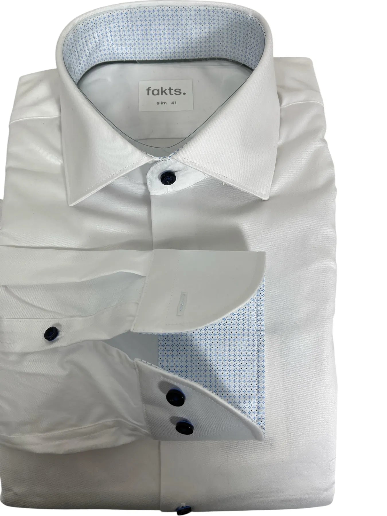 fakts 9045 Shirt Slim Fit Busy Herren Hemd white uni