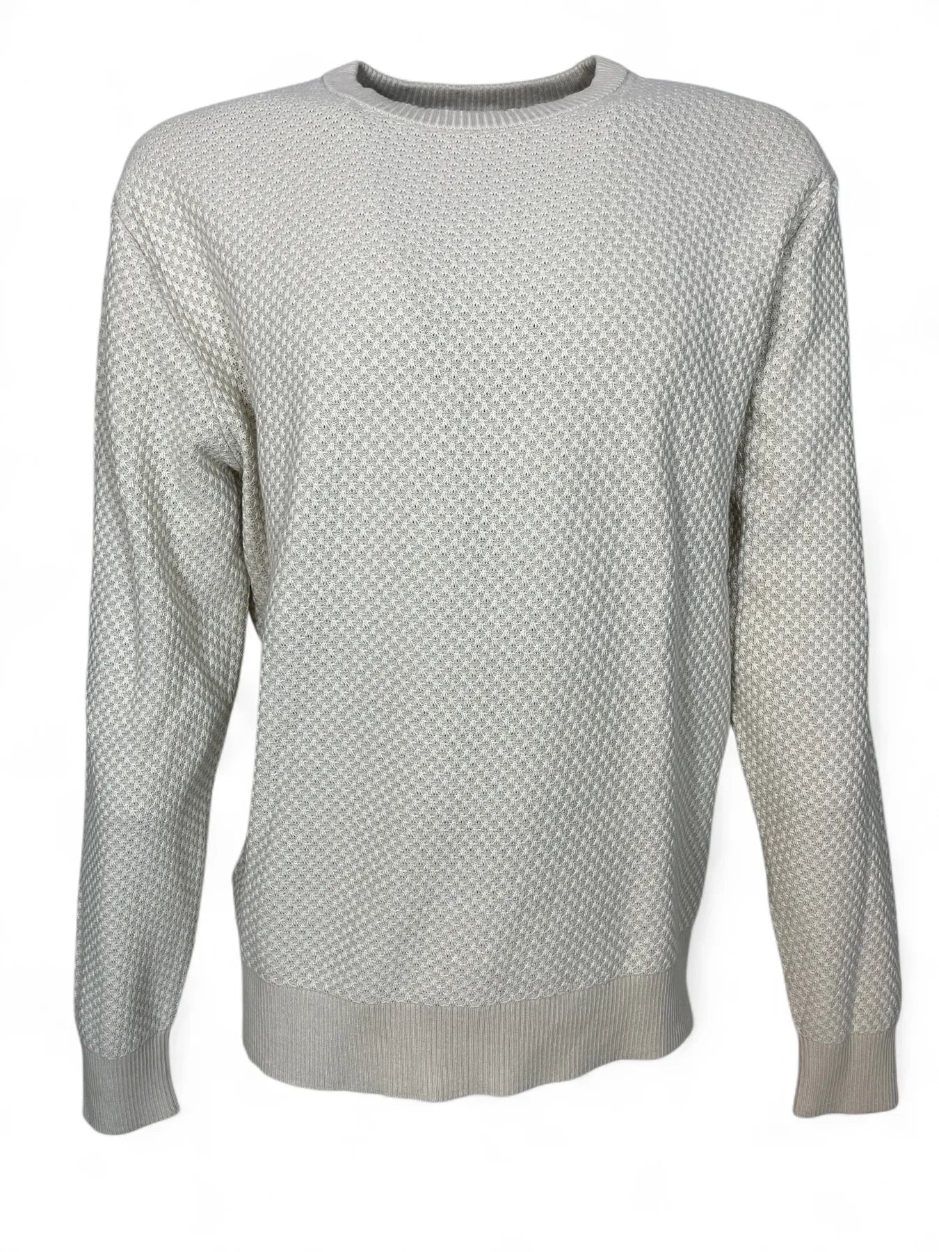 CALVIN KLEIN K10K114014 TWO TONE HONEYCOMB MW SWEATER PULLOVER GREY