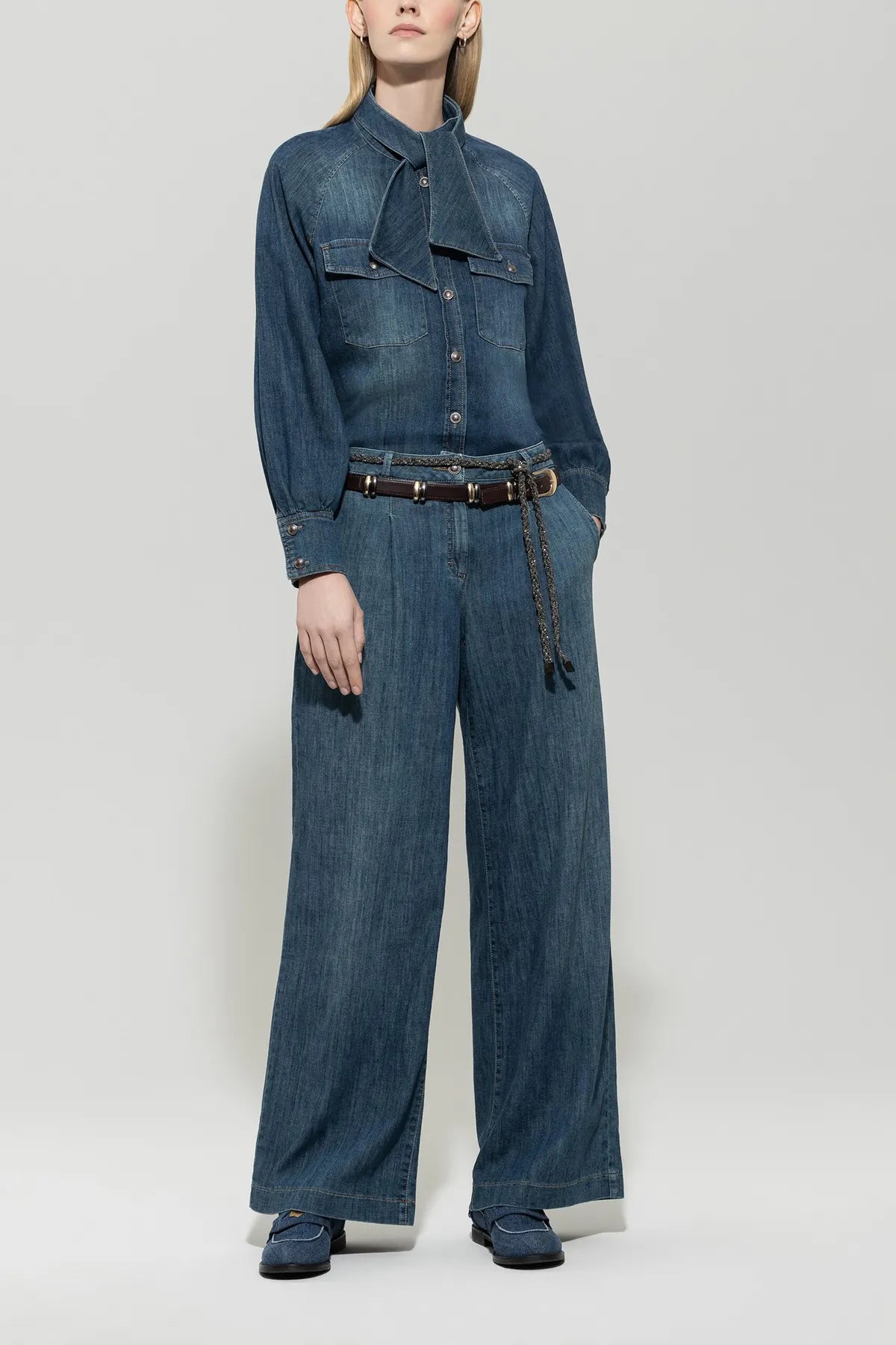 LUISA CERANO 628814/3474-0 fließende Denimhose Blau