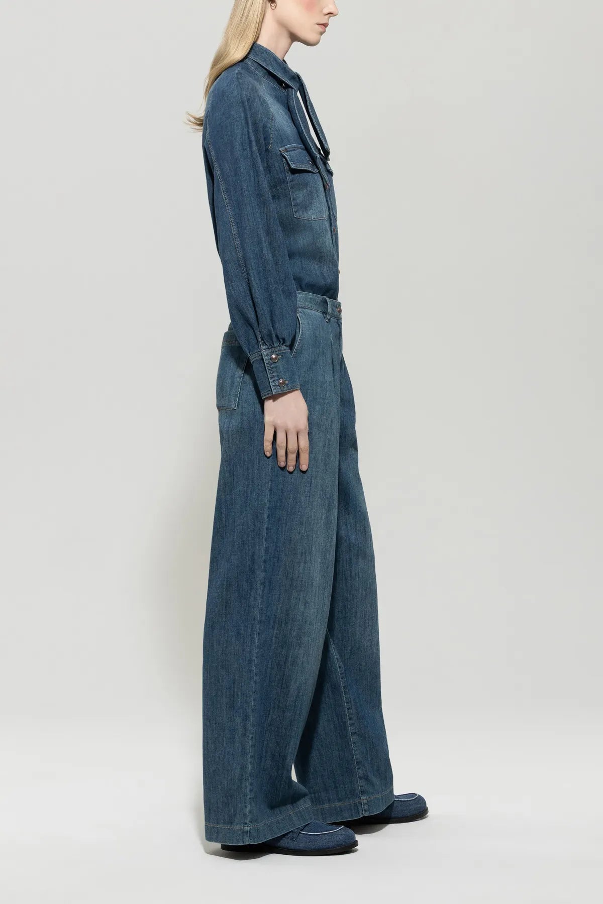 LUISA CERANO 628814/3474-0 fließende Denimhose Blau