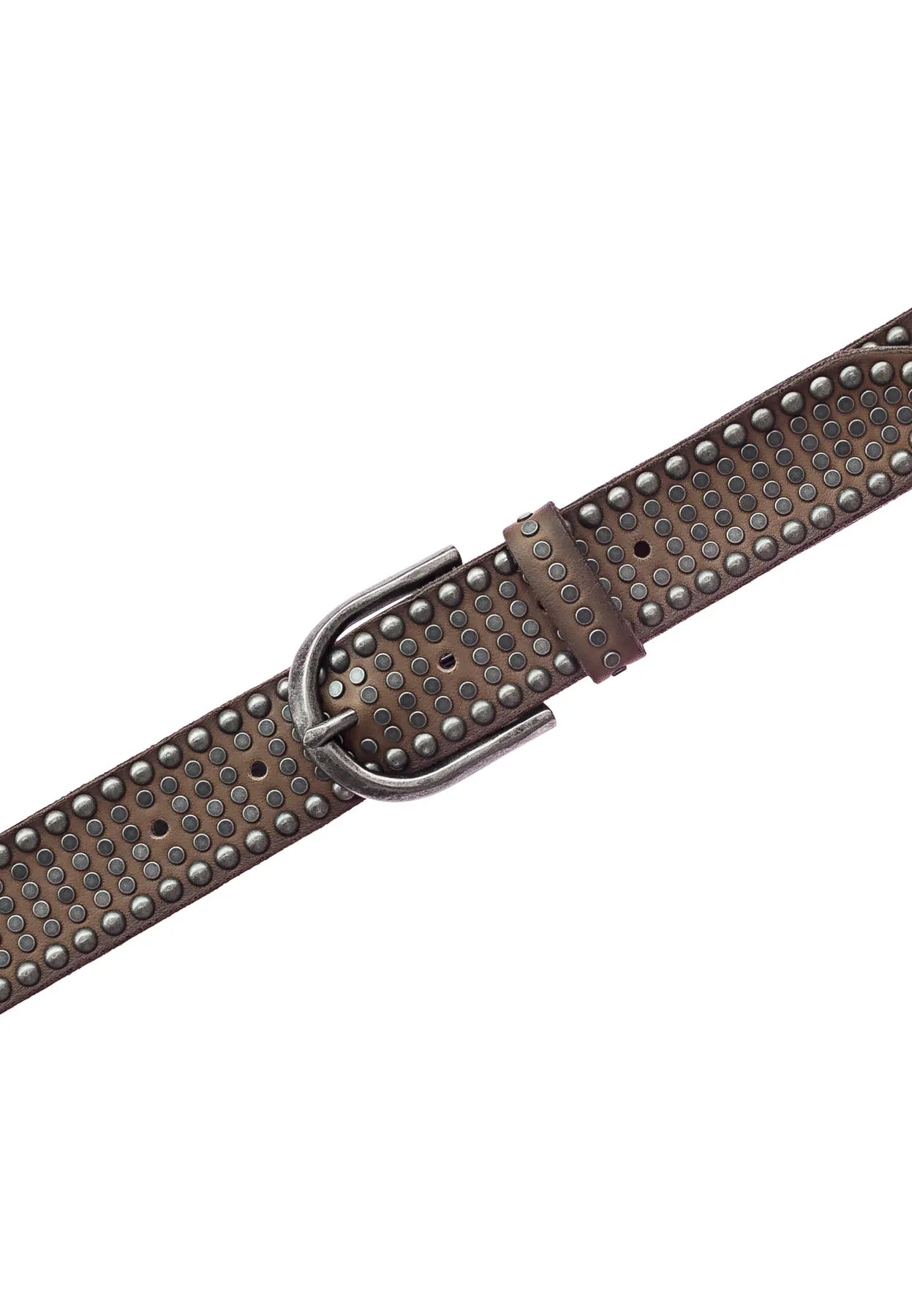 B.BELT BB0988L38 Riva Damen Leder Gürtel 35mm mit Nieten Grau
