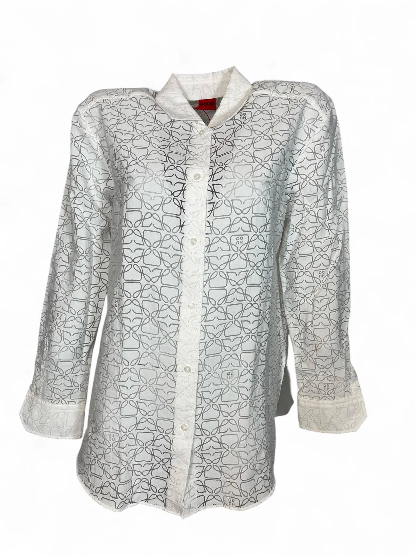 HUGO 50543366 Bluse mit Muster in Ausbrenner-Optik Weiß