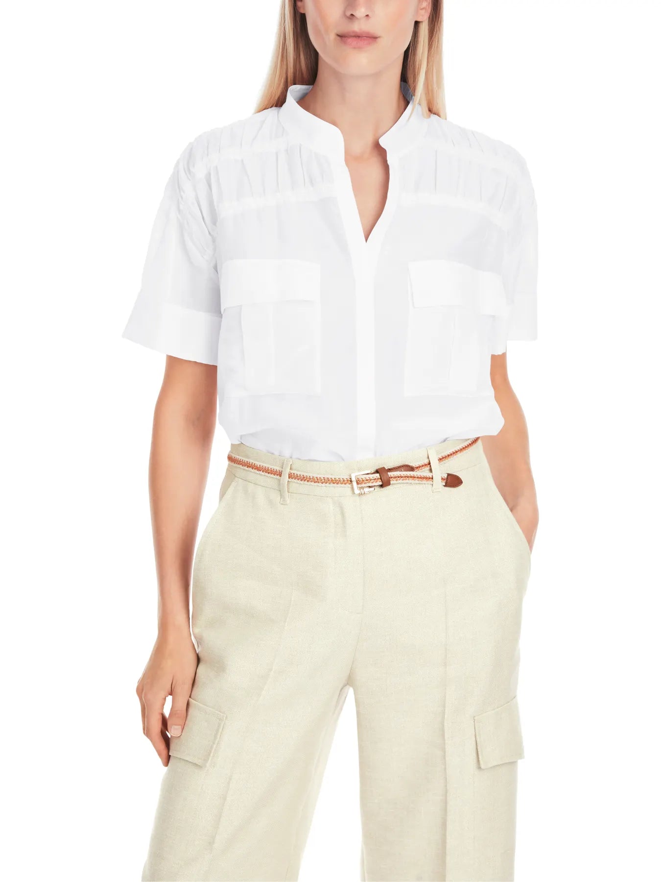 MARC CAIN
YC 51.40 W85 Semitransparente Bluse mit Smok Weiß