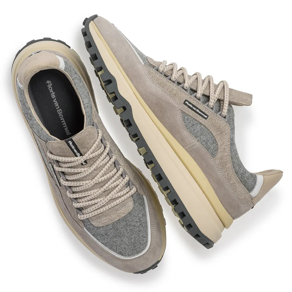 VAN BOMMEL SFM-10248-22-01 Sneaker De Gripper 03.02 DarkGrey Suede lightbrown