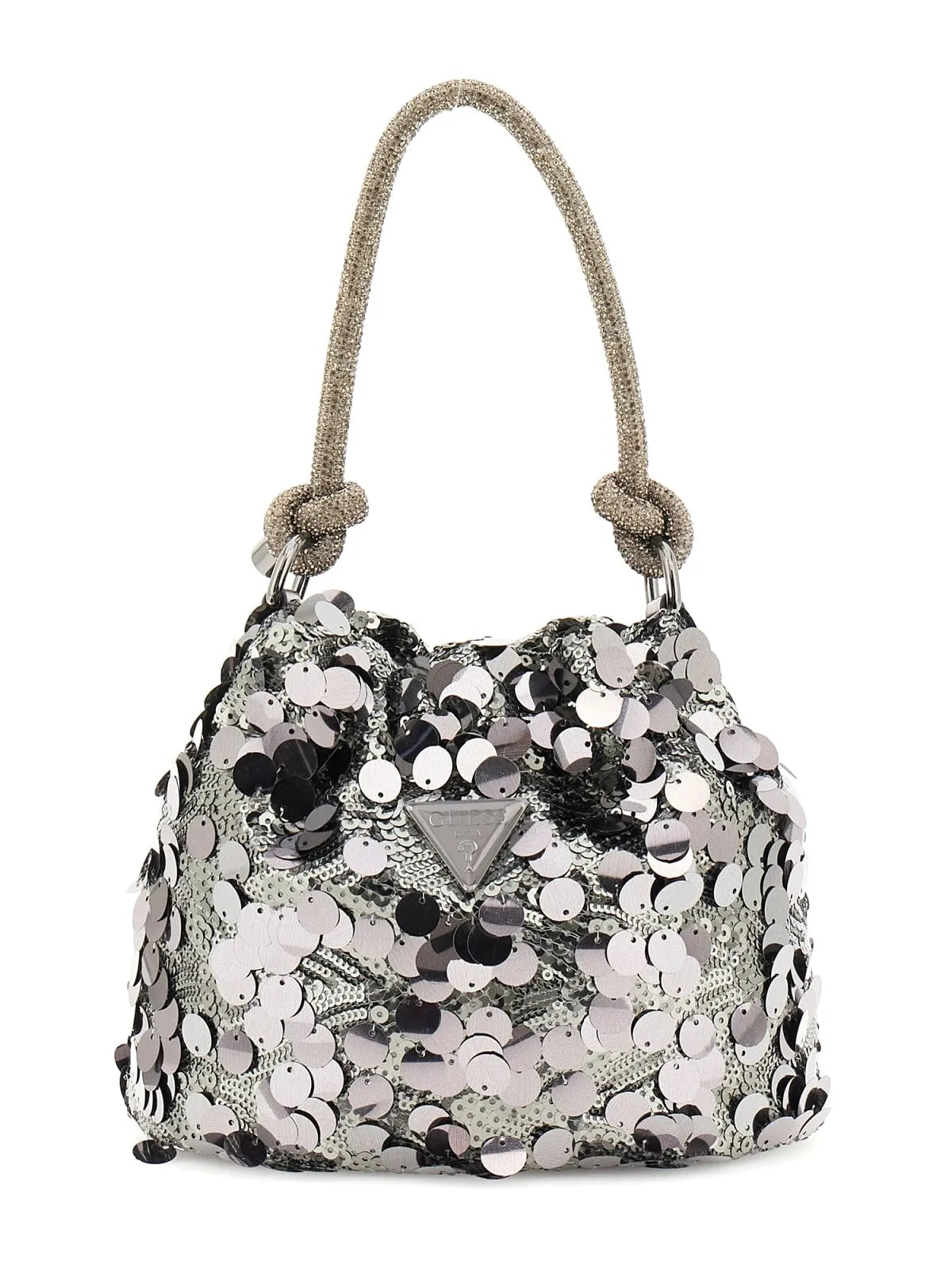 GUESS HWEM95 38750 Kleine Pailletten Tasche Beutel Silber