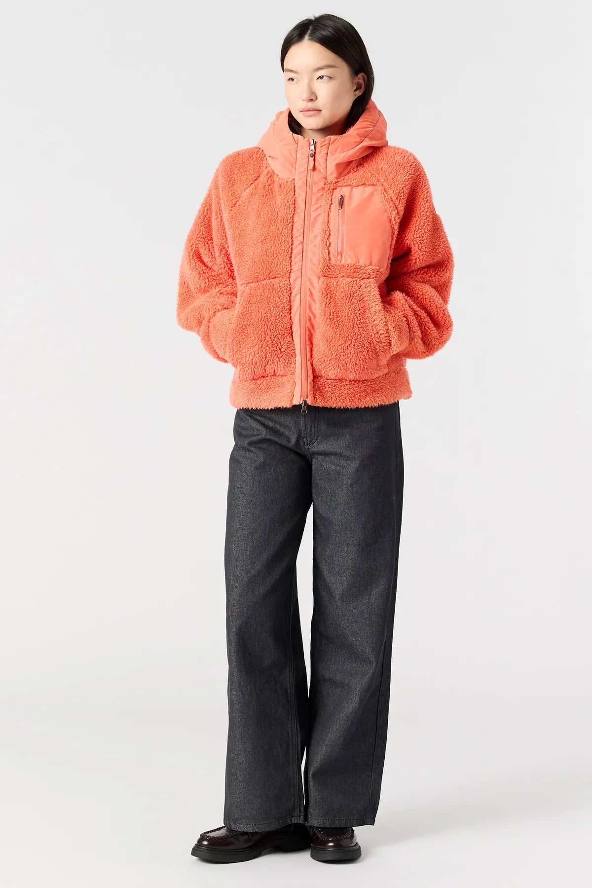 PARAJUMPERS PY31 CREAMY FLEECE TEDDY ZIP JACKE GRENADINE