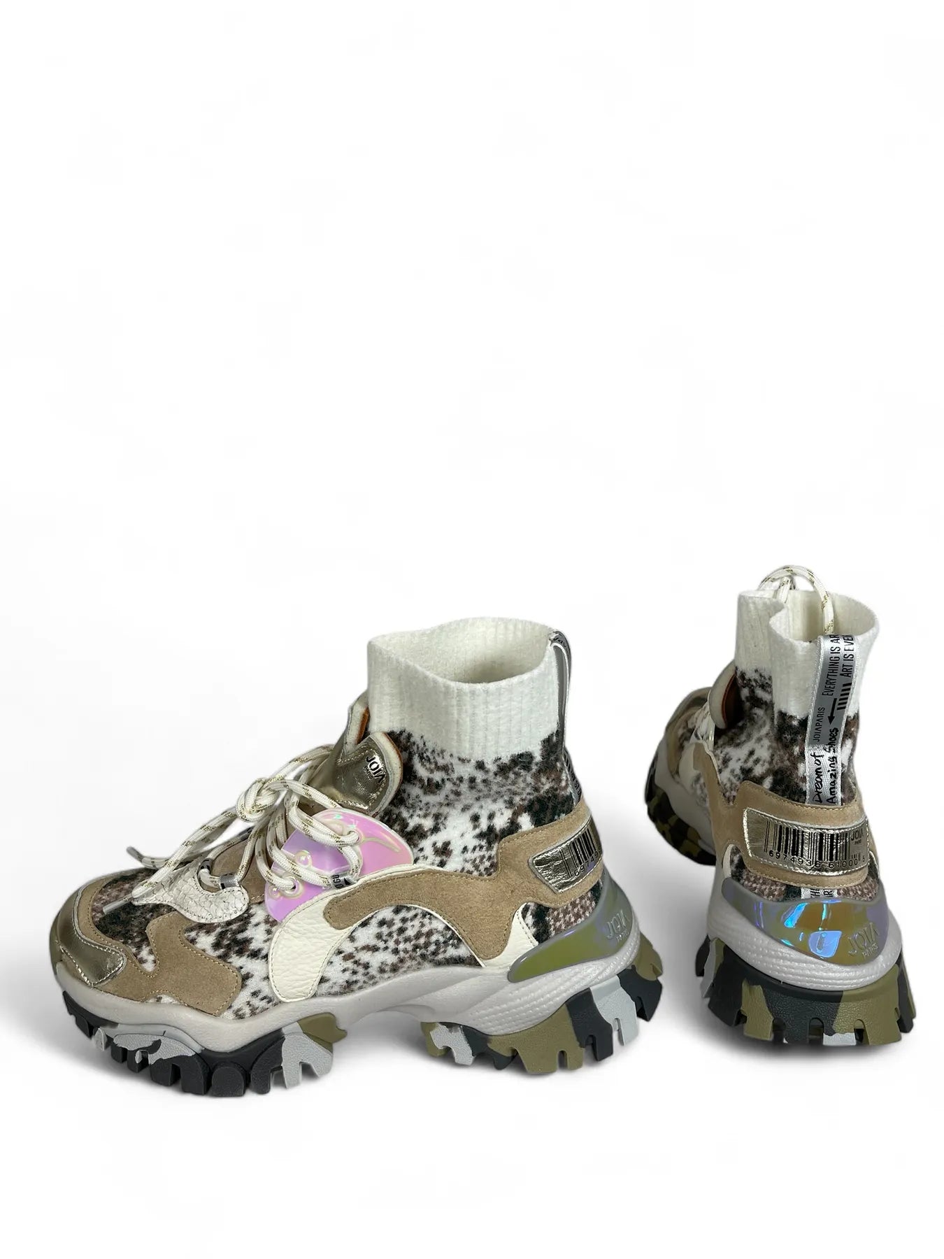 JOIA 2502093 LAZY Leather Stretch Sock Sneaker White Beige