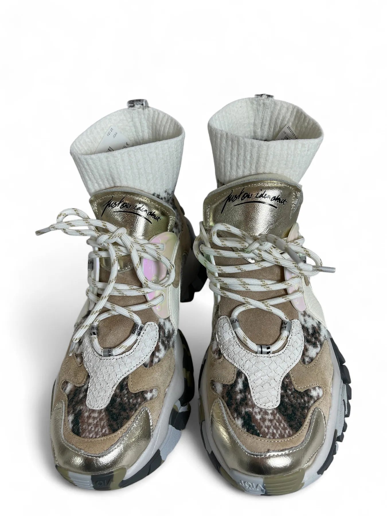 JOIA 2502093 LAZY Leather Stretch Sock Sneaker White Beige