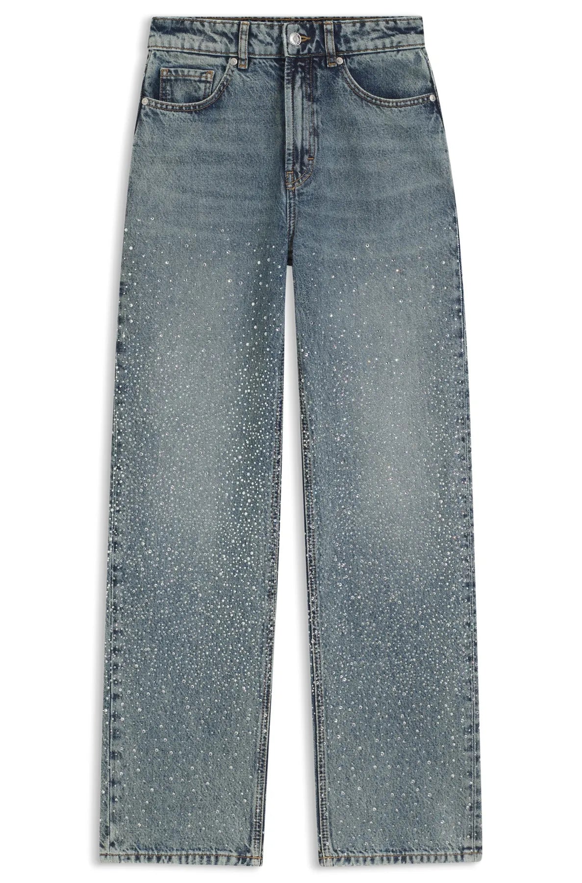 HUGO
50546506 Gilissi_4 Die gerade Jeans hoher Bund Strass Blau
