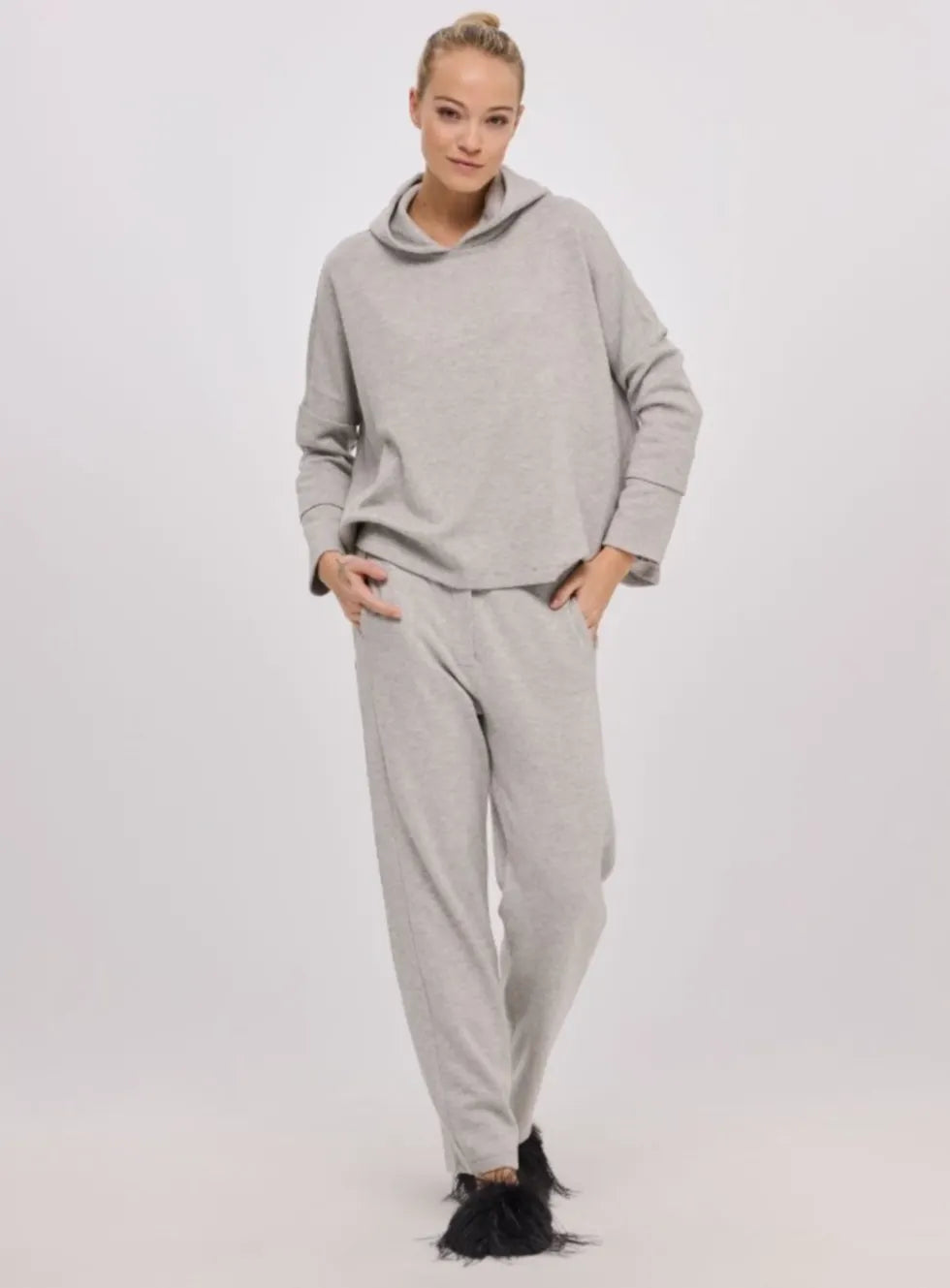 SOLDOUT S573 3050 HOODIE SWEATSHIRT KAPUZE GREY MELANGE.