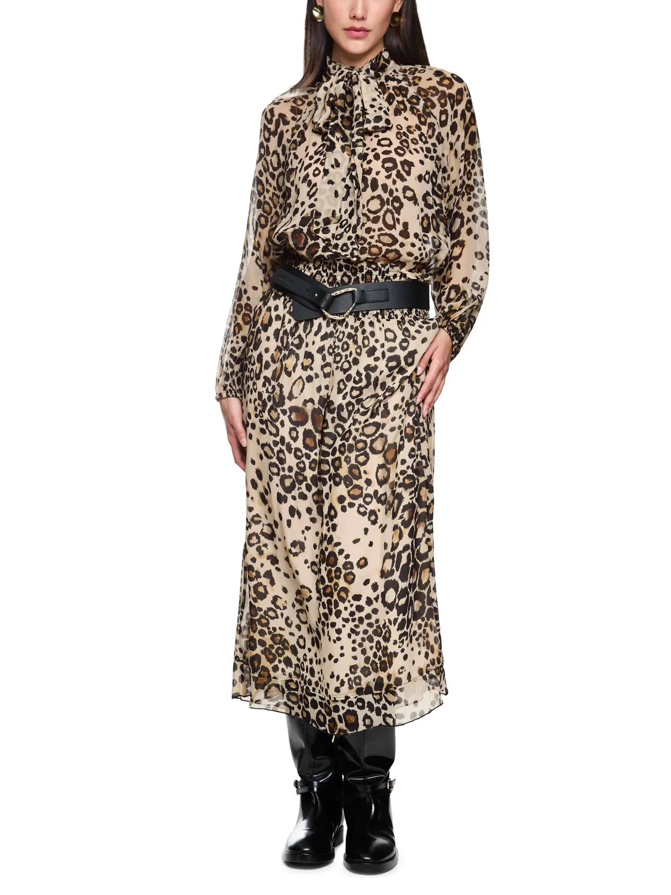 MARC CAIN ZC 71.17 W27 Leo-Midirock mit Volant Saum Braun