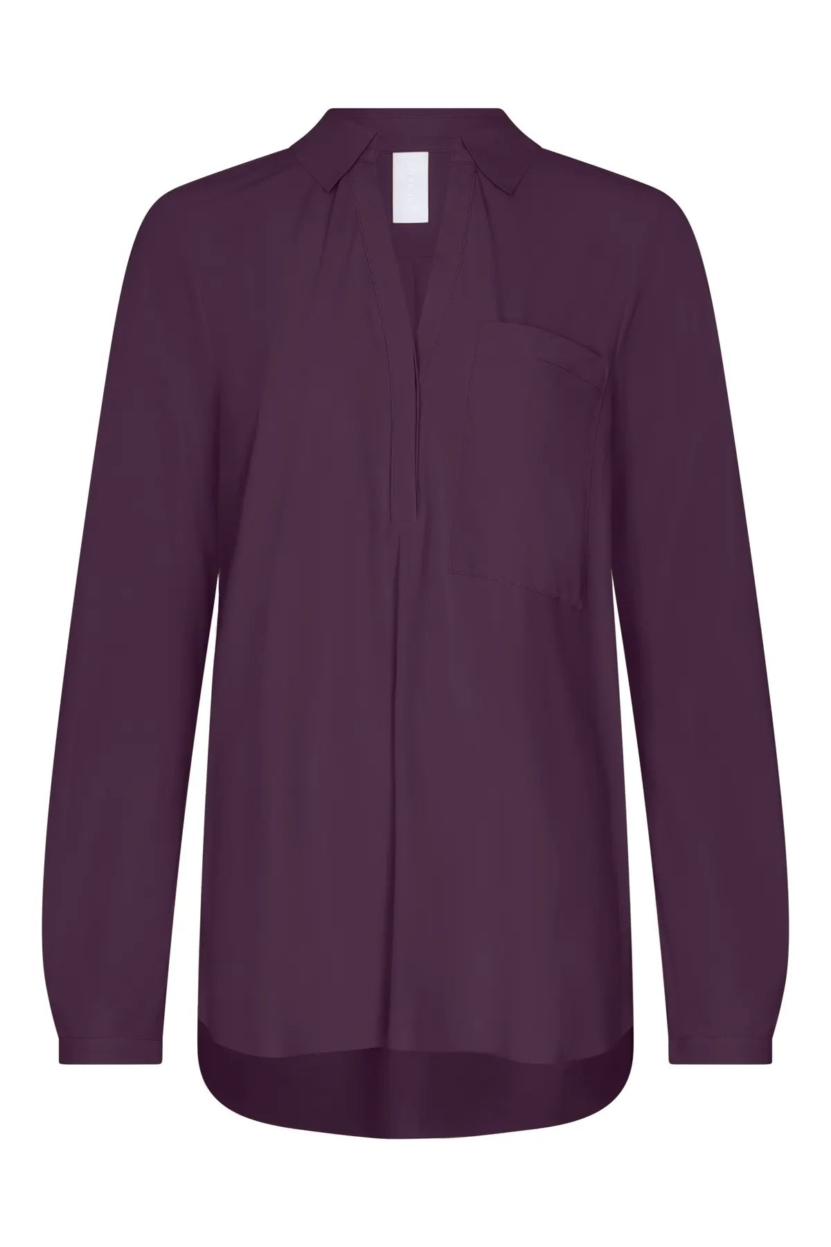 JAPAN TKY KAEMI HEMDBLUSE TECHNOJERSEY STRETCH BLACKBERRY WINE.