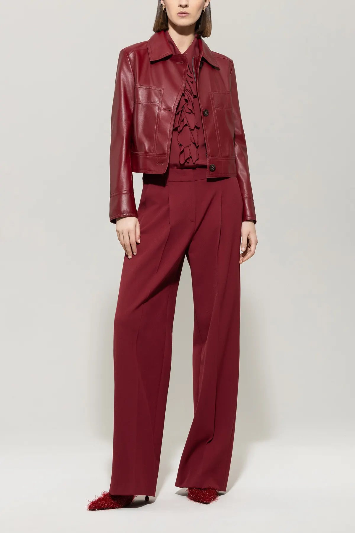 LUISA CERANO 428001/9809-0 Damen Bikerjacke Nappa Leder berry red