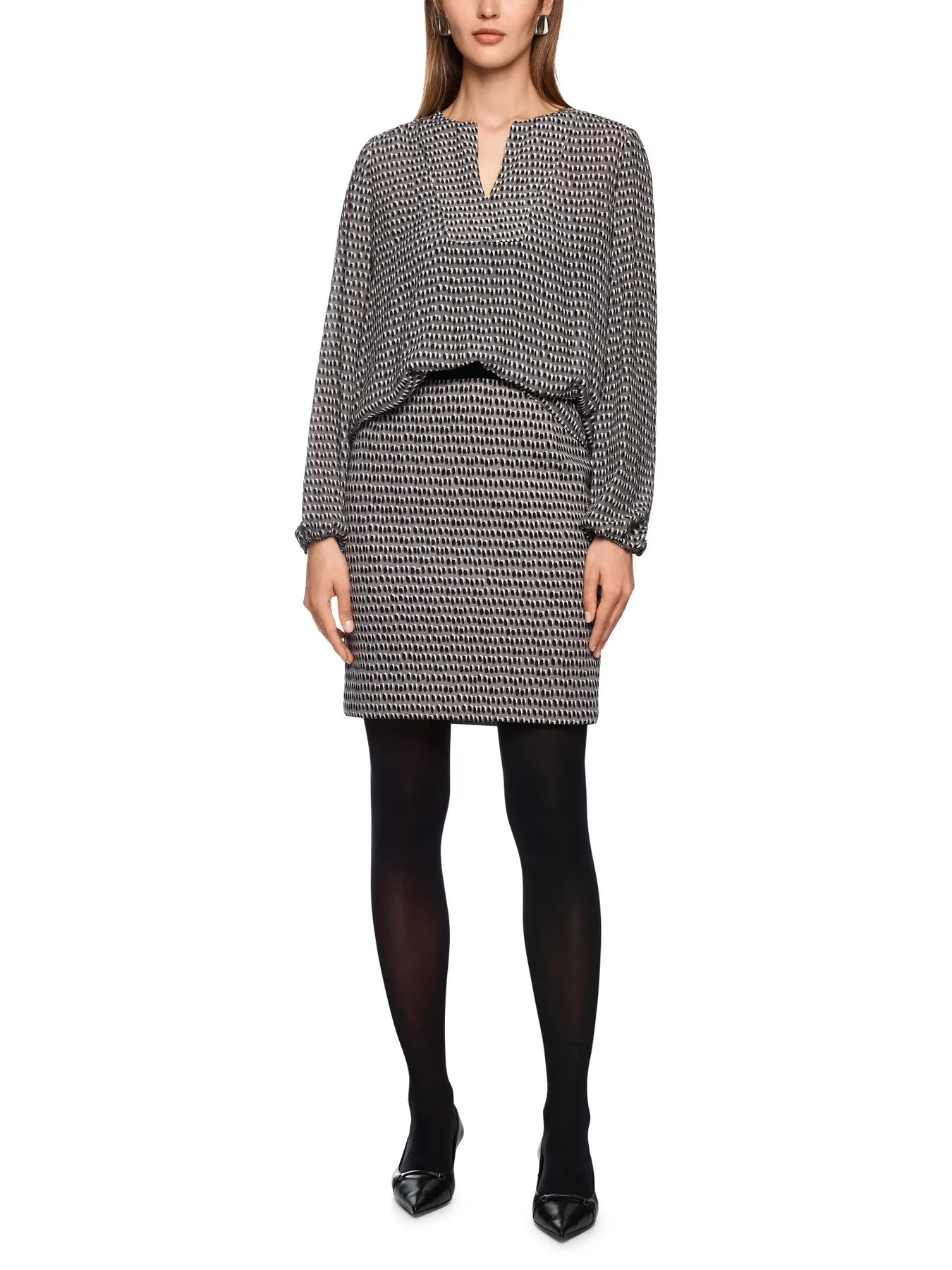 MARC CAIN ZC 51.26 W76 Viskosebluse mit Sprinkles-Print Grau