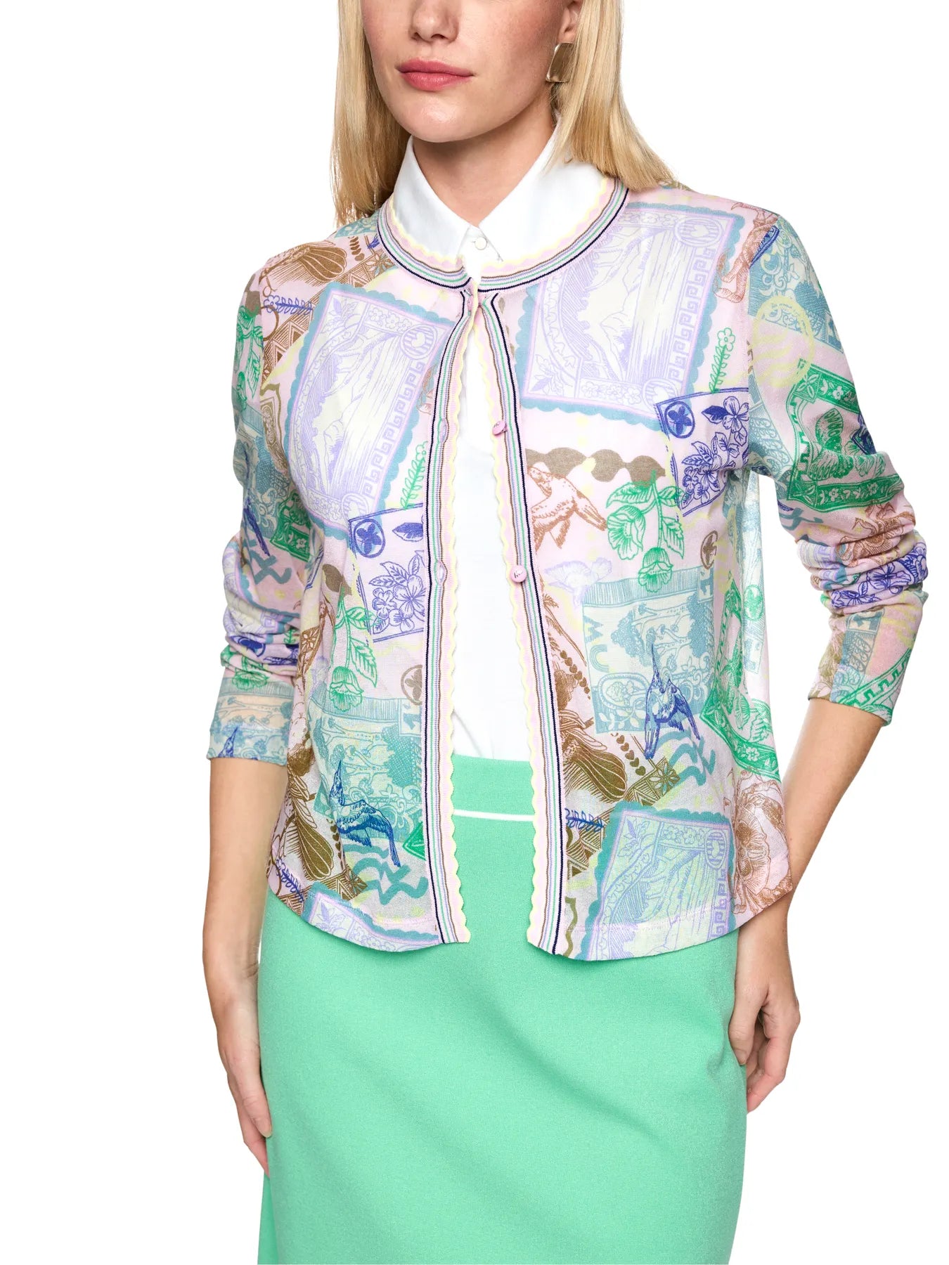 MARC CAIN
AC 39.08 M16 Bedruckter Cardigan Knitted in Germany pink tulle